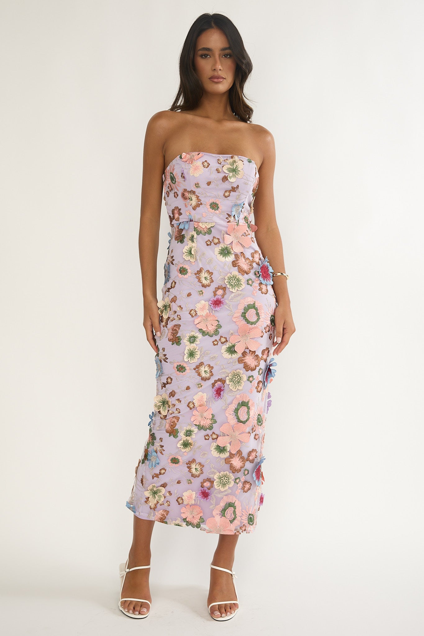 Posetta Strapless Floral Embellished Maxi Dress Purple by Selfie Leslie Australia