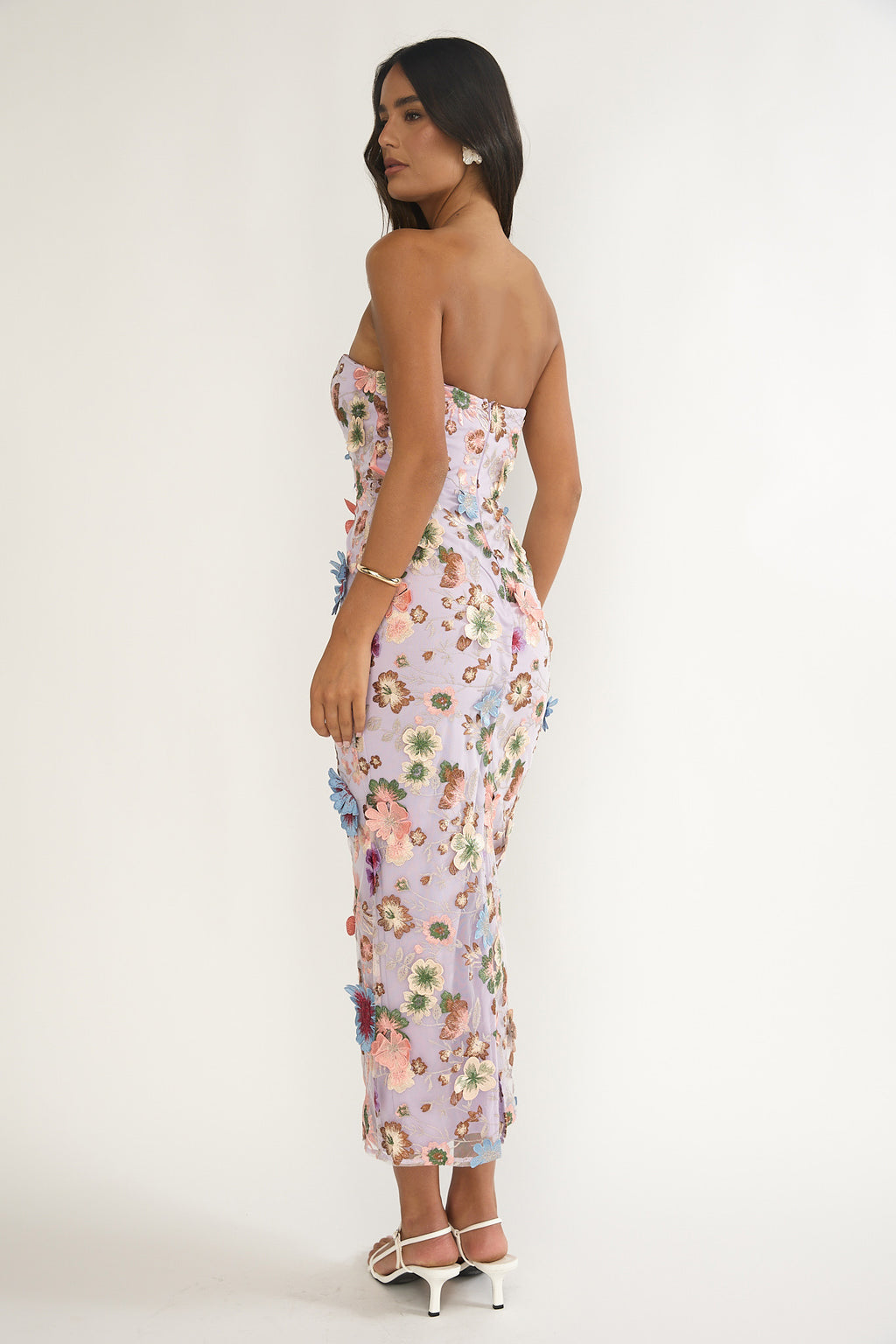 Posetta Strapless Floral Embellished Maxi Dress Purple by Selfie Leslie Australia