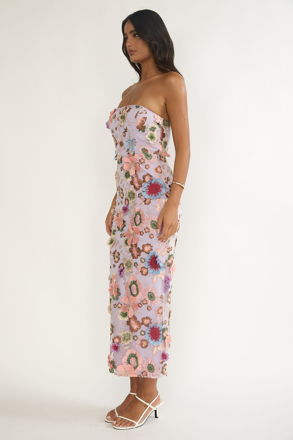 Posetta Strapless Floral Embellished Maxi Dress Purple by Selfie Leslie Australia