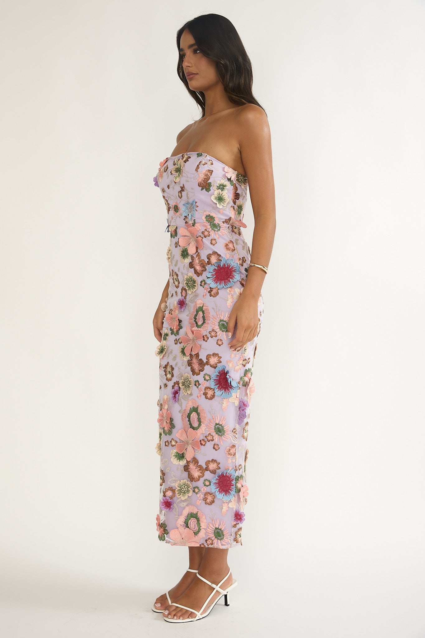 Posetta Strapless Floral Embellished Maxi Dress Purple by Selfie Leslie Australia