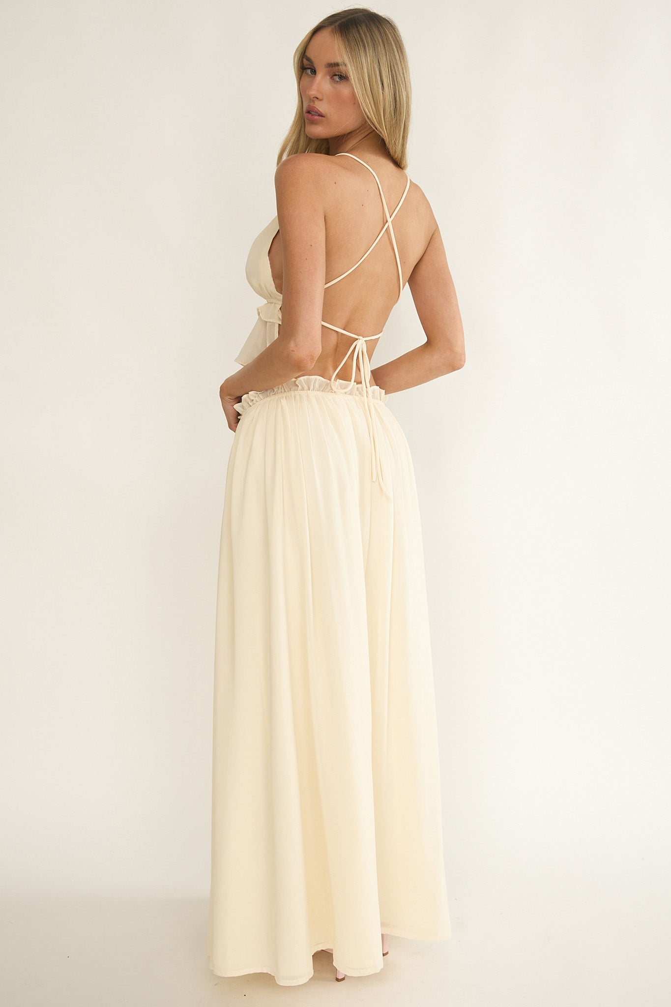 Marivelle Frill Trim Maxi Skirt Oyster by Selfie Leslie Australia
