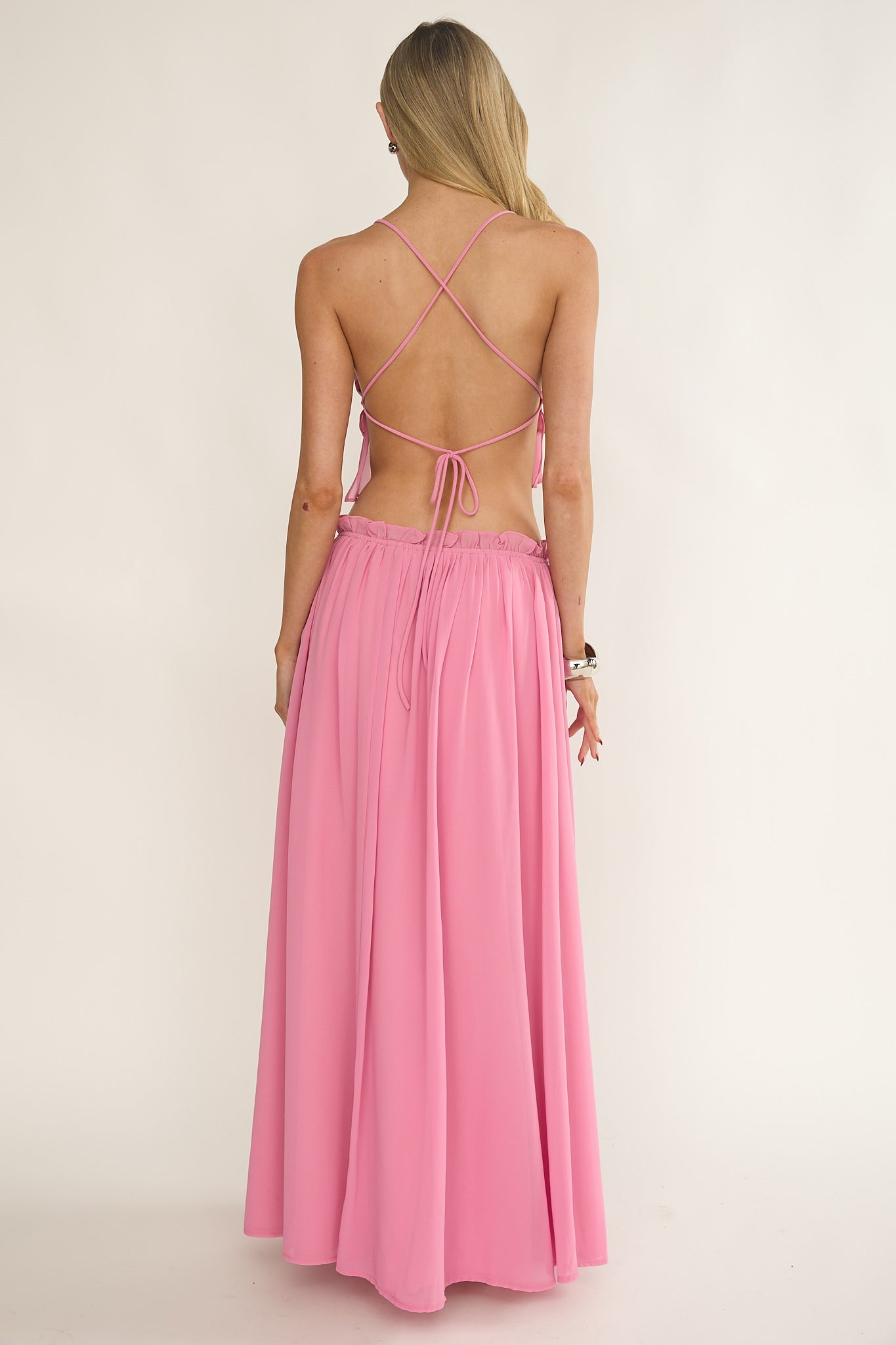 Marivelle Frill Trim Maxi Skirt Pink by Selfie Leslie Australia