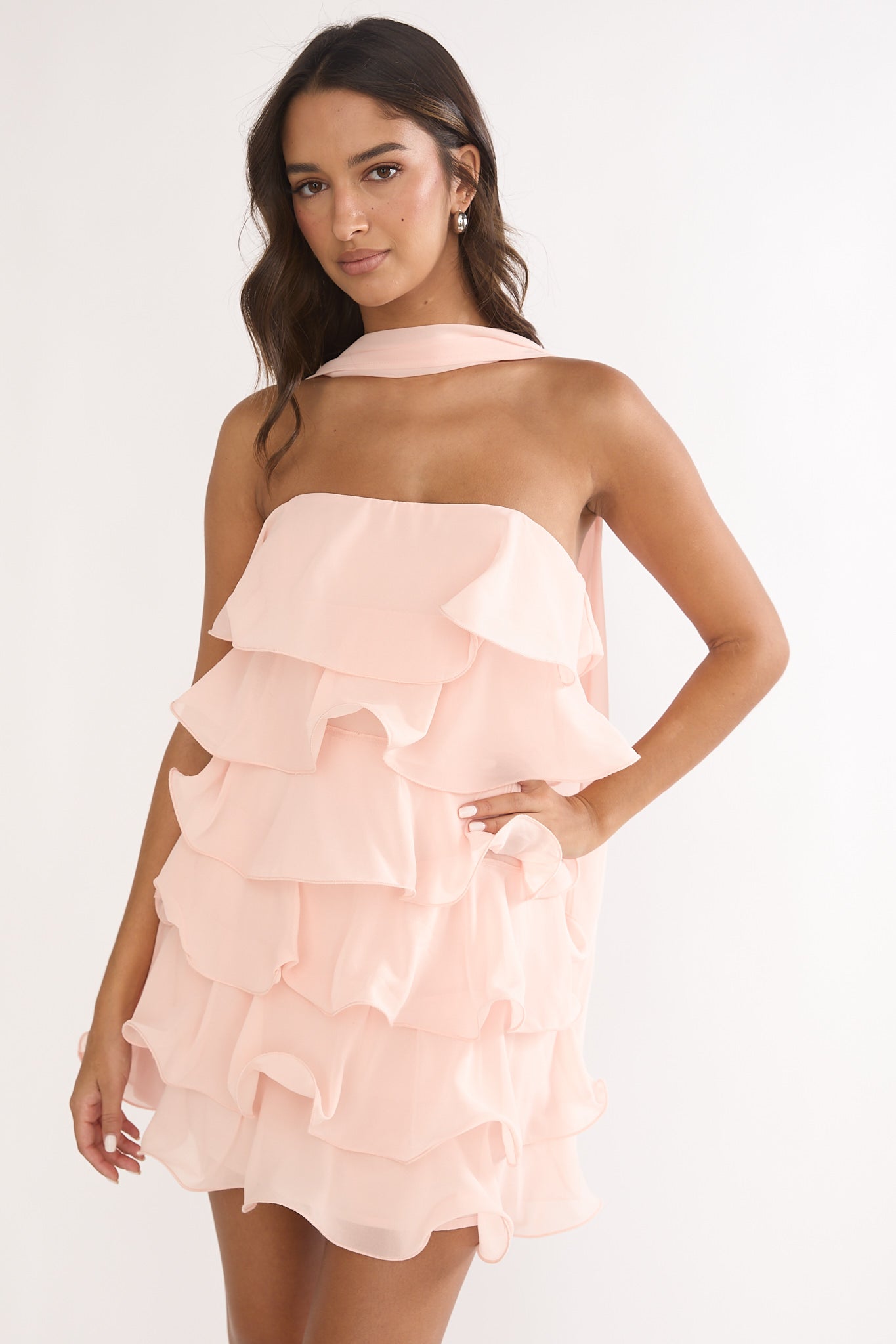 Love Note Strapless Layered Mini Dress Pink by Selfie Leslie Australia