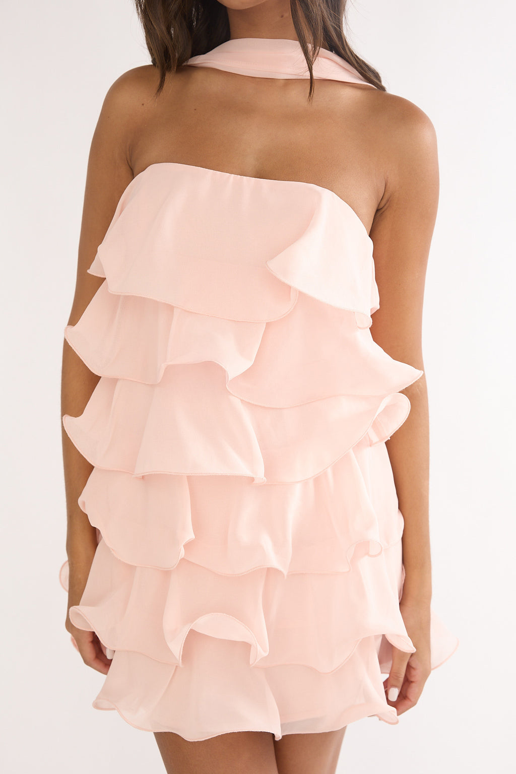 Love Note Strapless Layered Mini Dress Pink by Selfie Leslie Australia