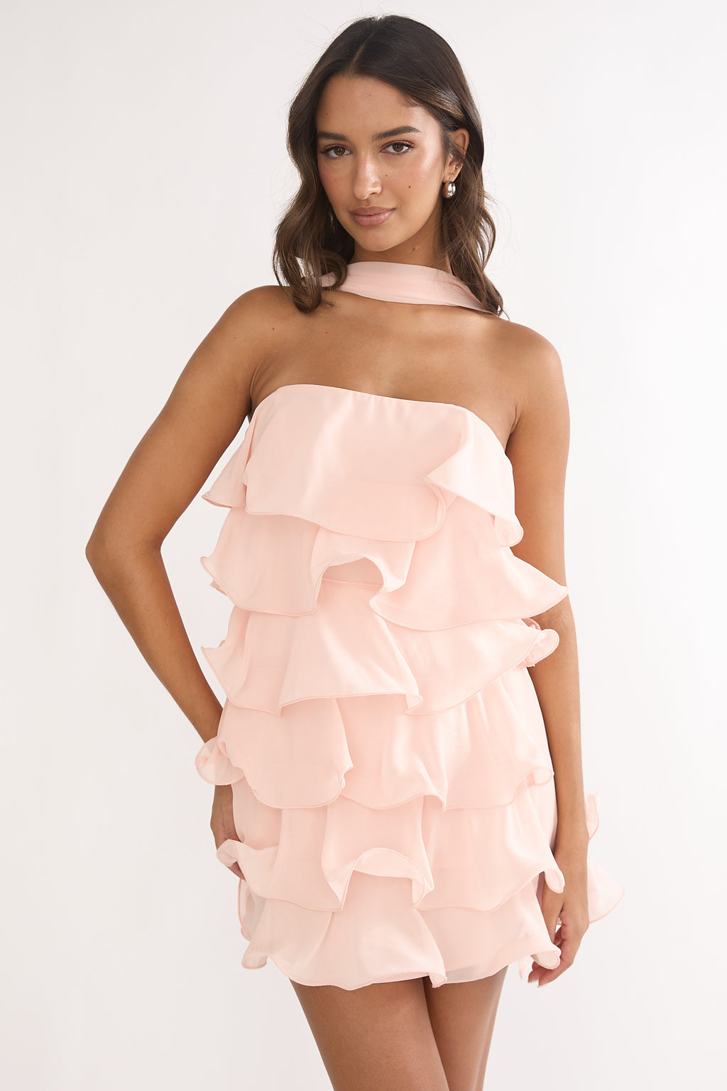 Love Note Strapless Layered Mini Dress Pink by Selfie Leslie Australia