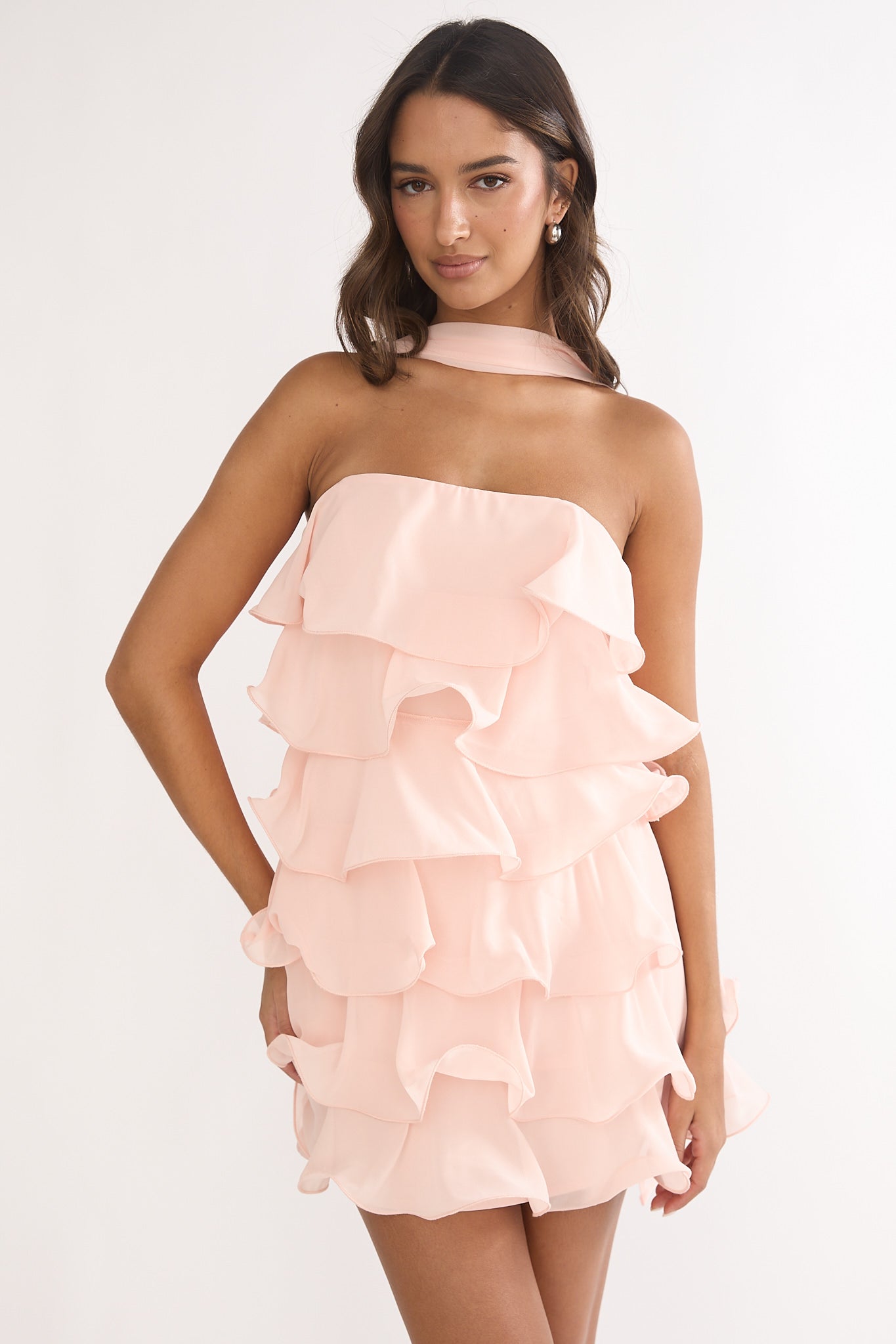 Love Note Strapless Layered Mini Dress Pink by Selfie Leslie Australia