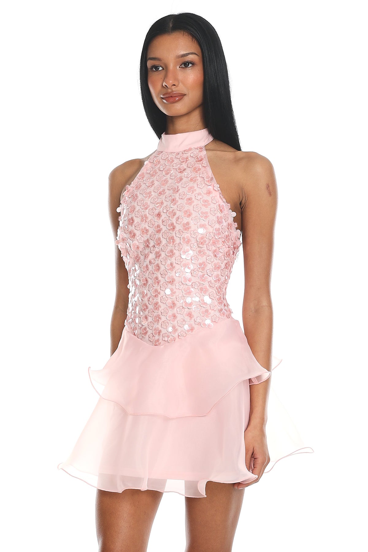 Brietta Embellished Bodice Mini Dress Blush by Selfie Leslie Australia