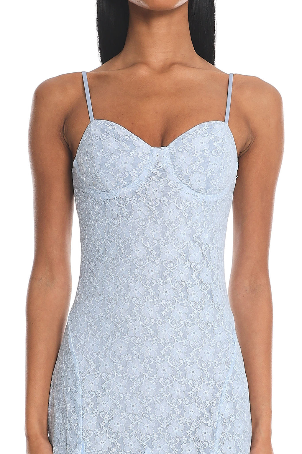 Onique Lace-Up Back Split Maxi Dress Lace Blue by Selfie Leslie Australia
