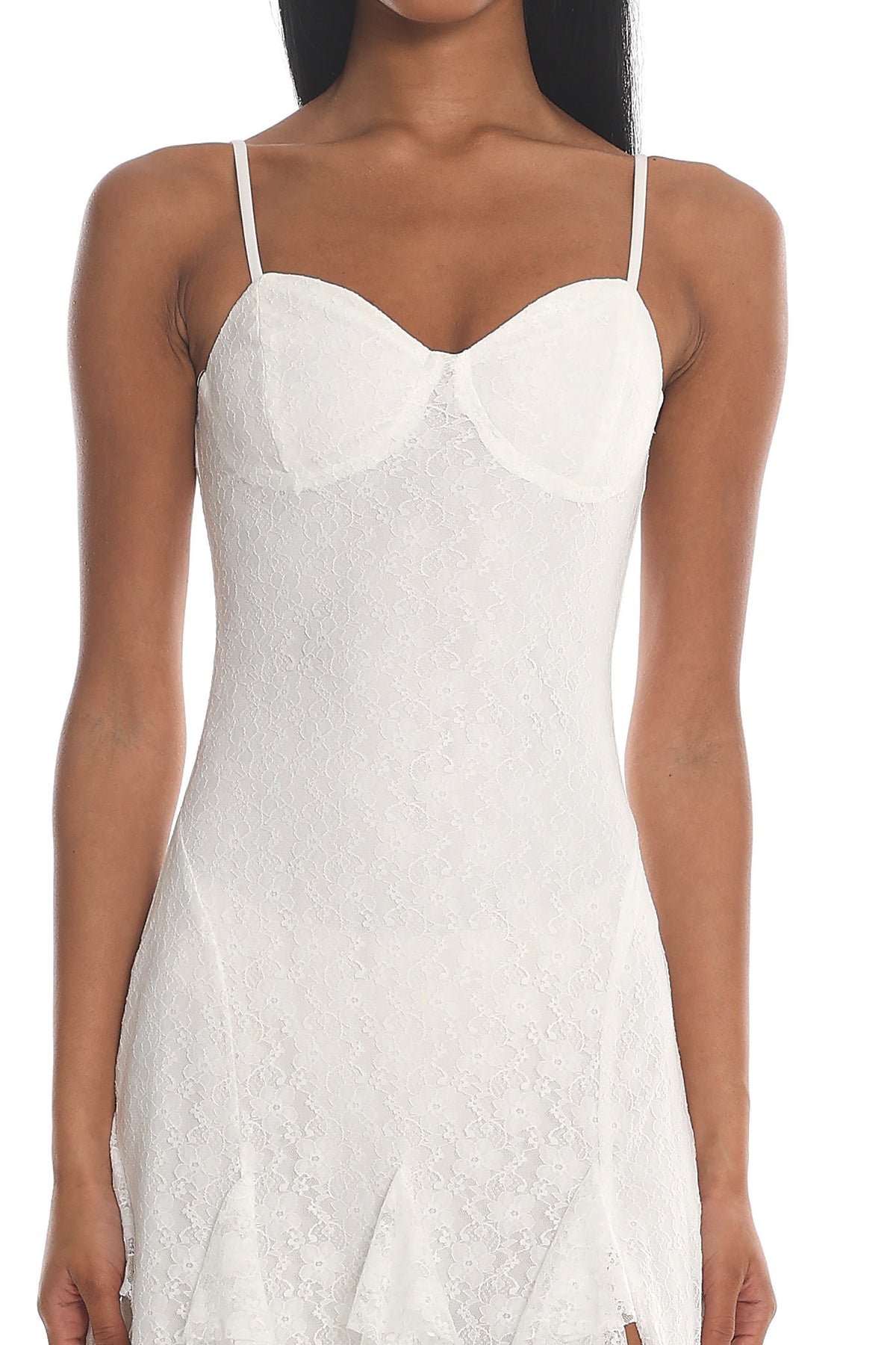 Onique Lace-Up Back Split Maxi Dress Lace White by Selfie Leslie Australia