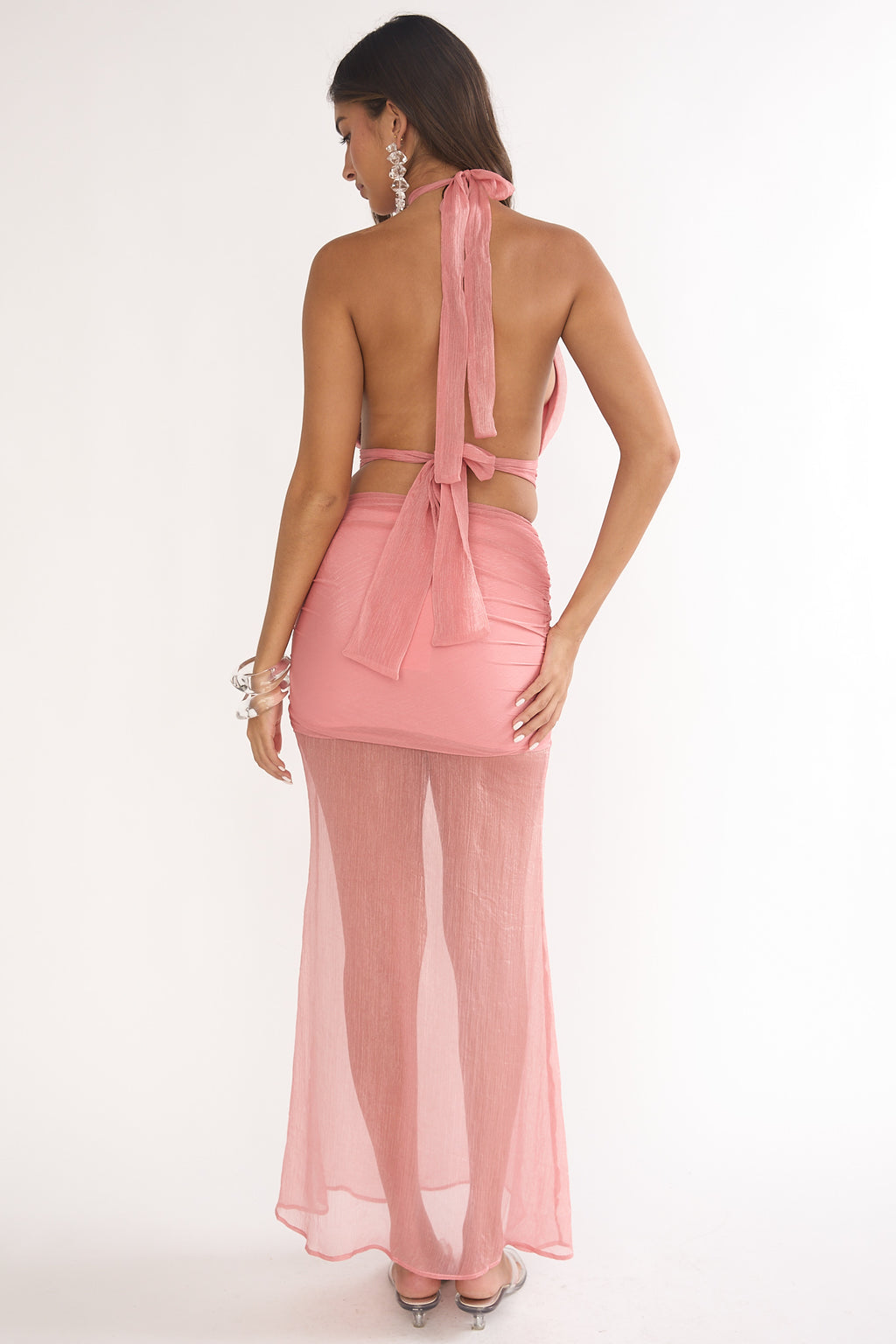 Jazmin Sheer Hem Maxi Skirt Peach by Selfie Leslie Australia