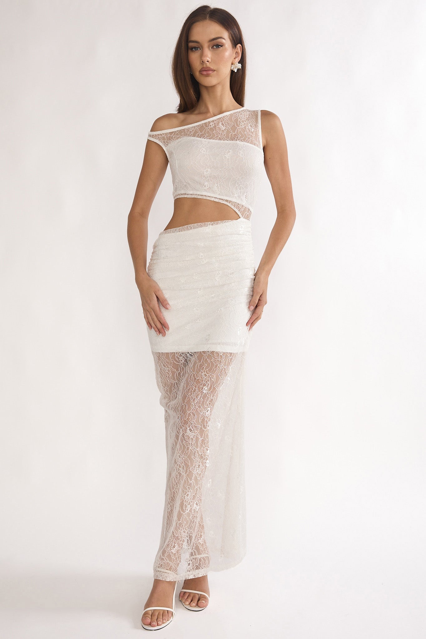 Havira Lace Overlay Cut-Out Maxi Dress White by Selfie Leslie Australia