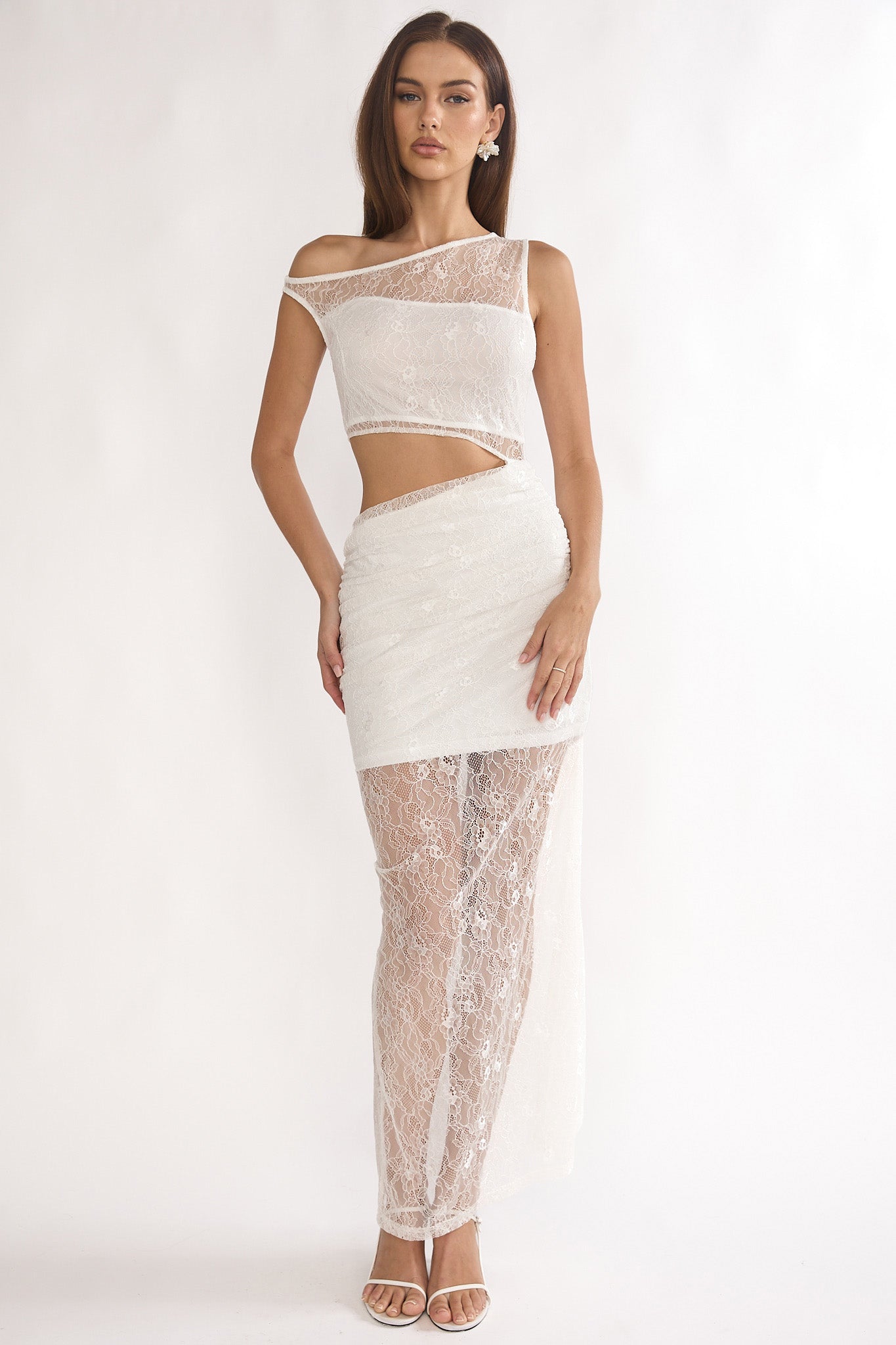 Havira Lace Overlay Cut-Out Maxi Dress White by Selfie Leslie Australia