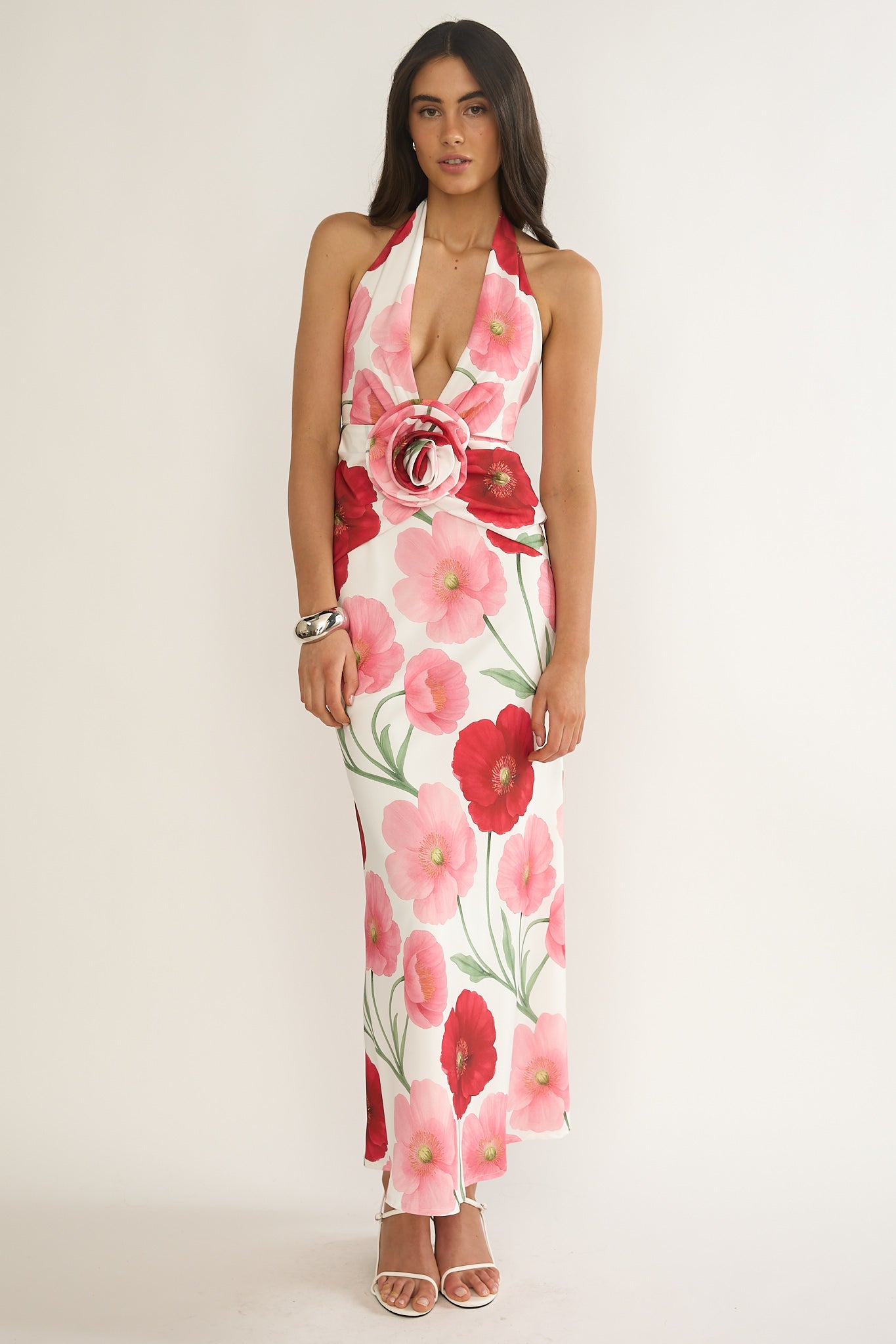 Vale 3D Flower Halter Maxi Dress Floral by Selfie Leslie Australia
