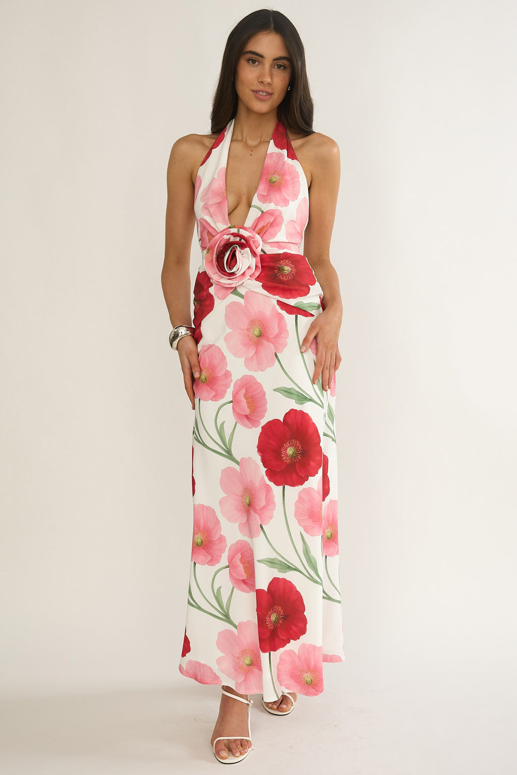 Vale 3D Flower Halter Maxi Dress Floral by Selfie Leslie Australia