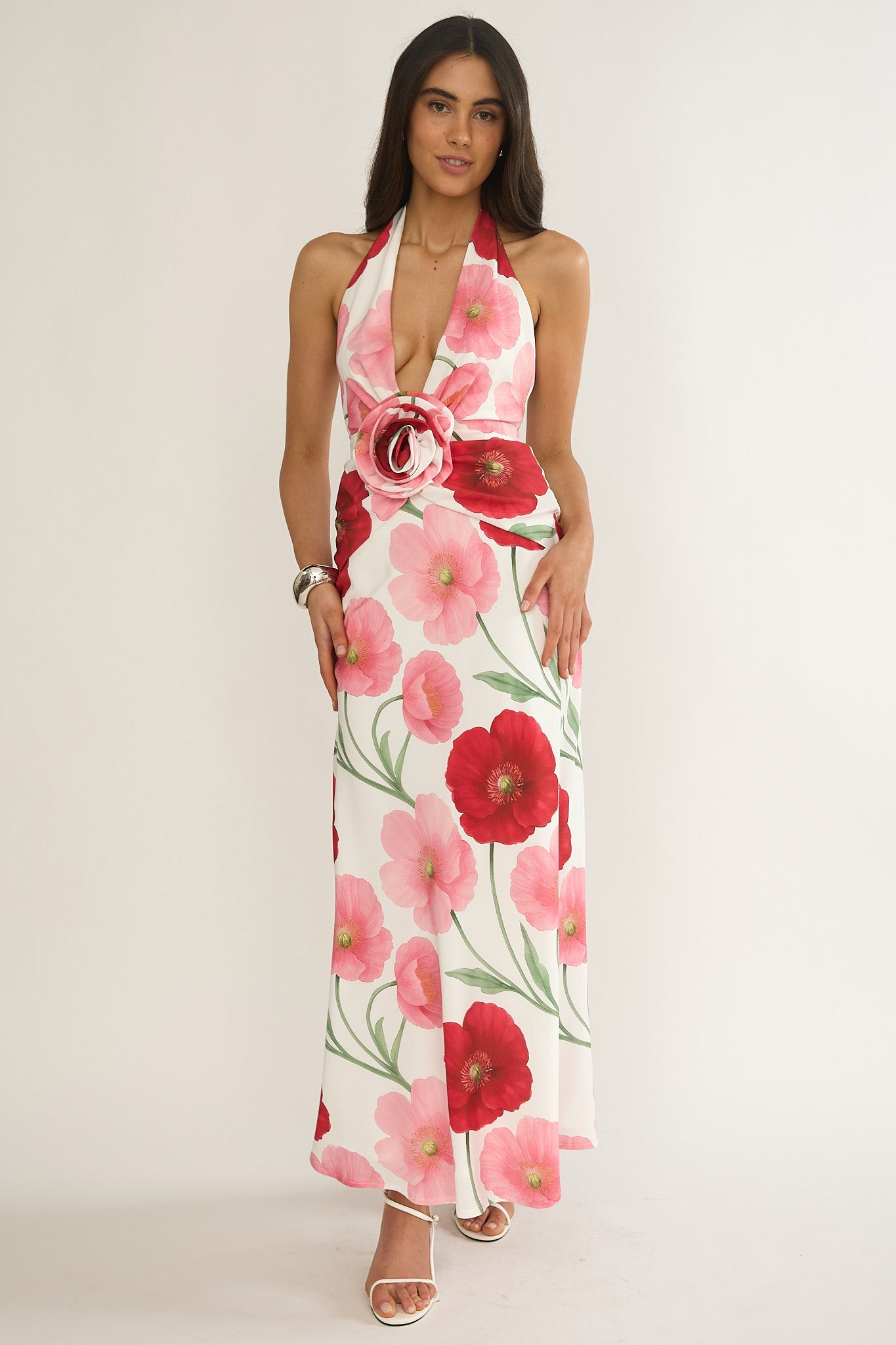 Vale 3D Flower Halter Maxi Dress Floral by Selfie Leslie Australia
