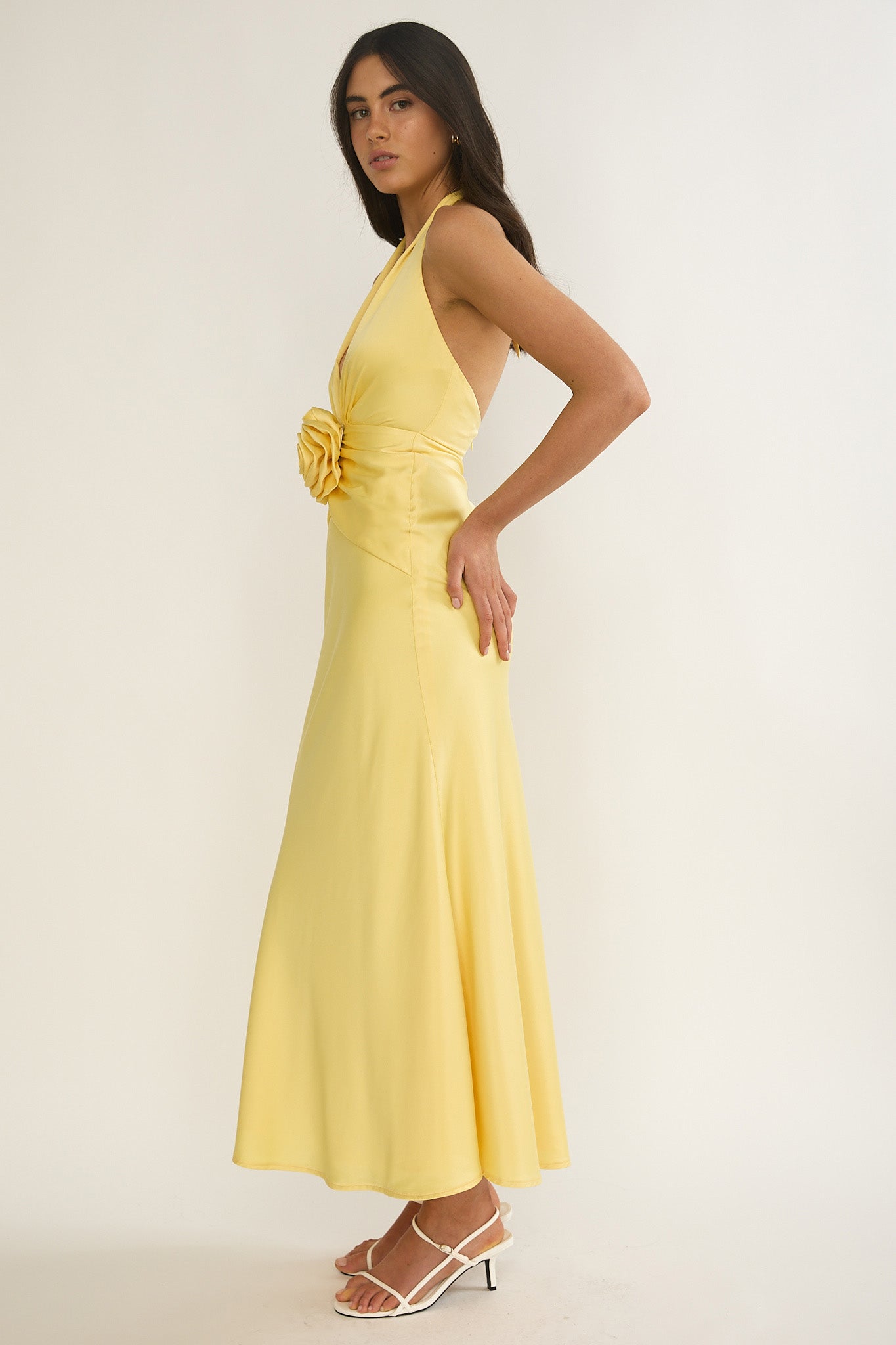 Vale 3D Flower Halter Maxi Dress Sunflower by Selfie Leslie Australia