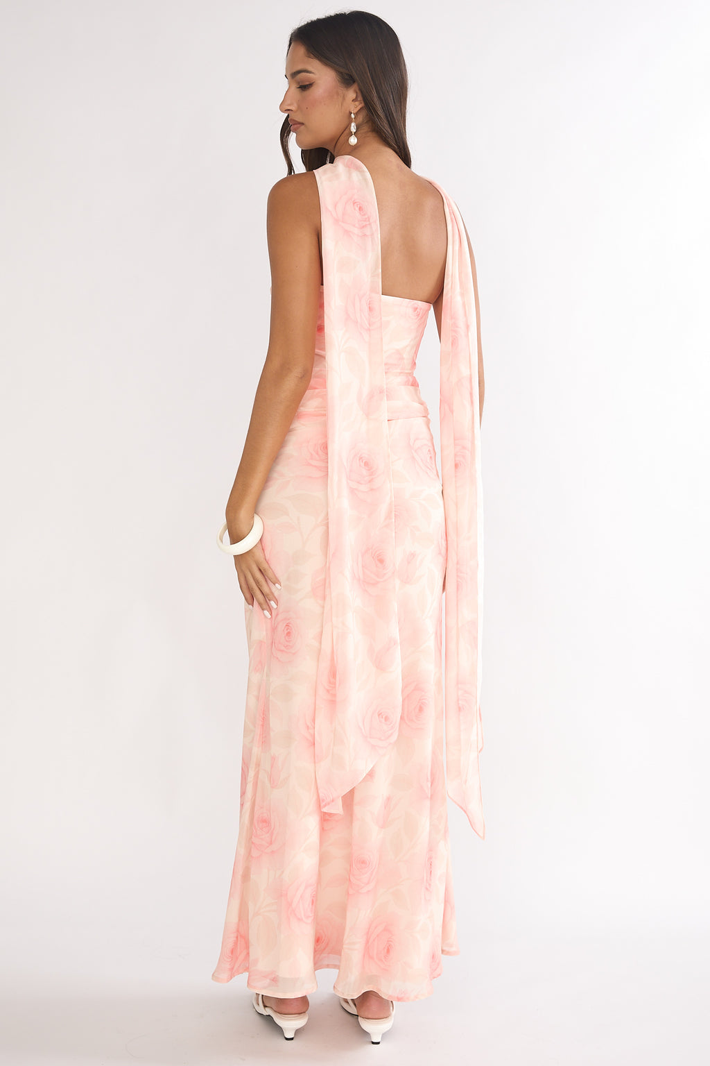 Unforgettable Day Drape Waist Strapless Maxi Dress Roses Floral by Selfie Leslie Australia