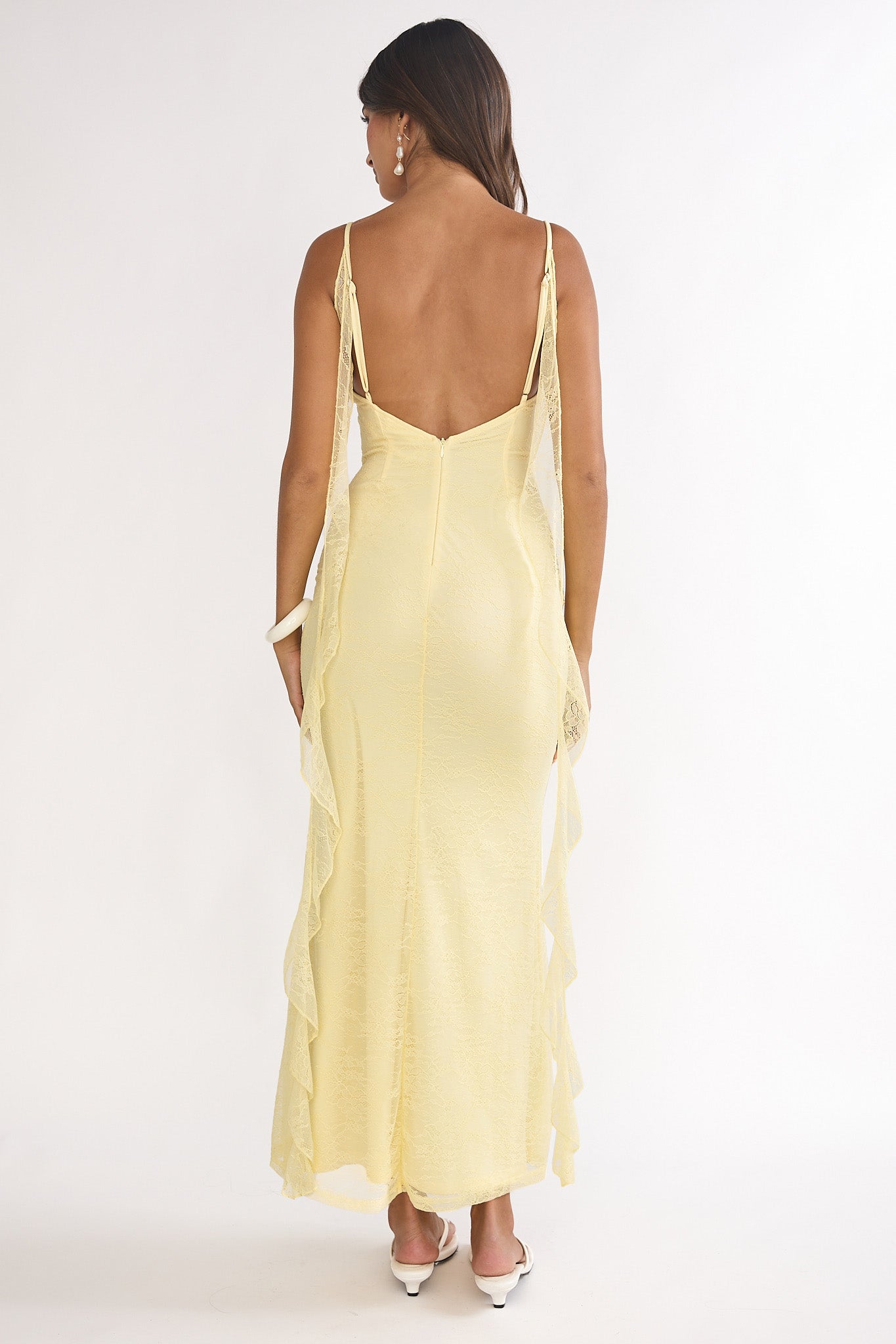 Sunspell Ruffle Trim Lace Maxi Dress Butter by Selfie Leslie Australia