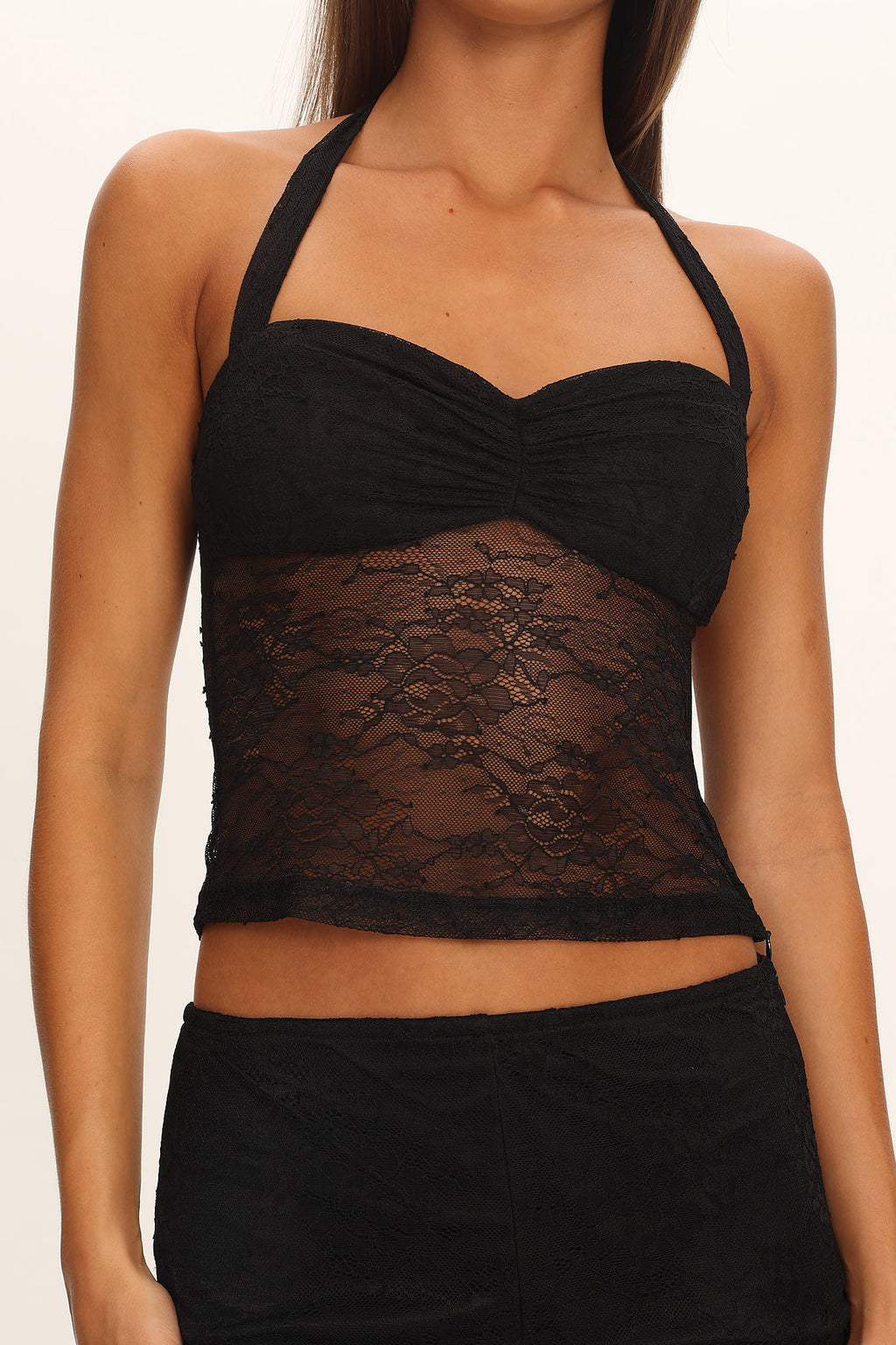 Sugarberry Lace Halter Top Black by Selfie Leslie Australia