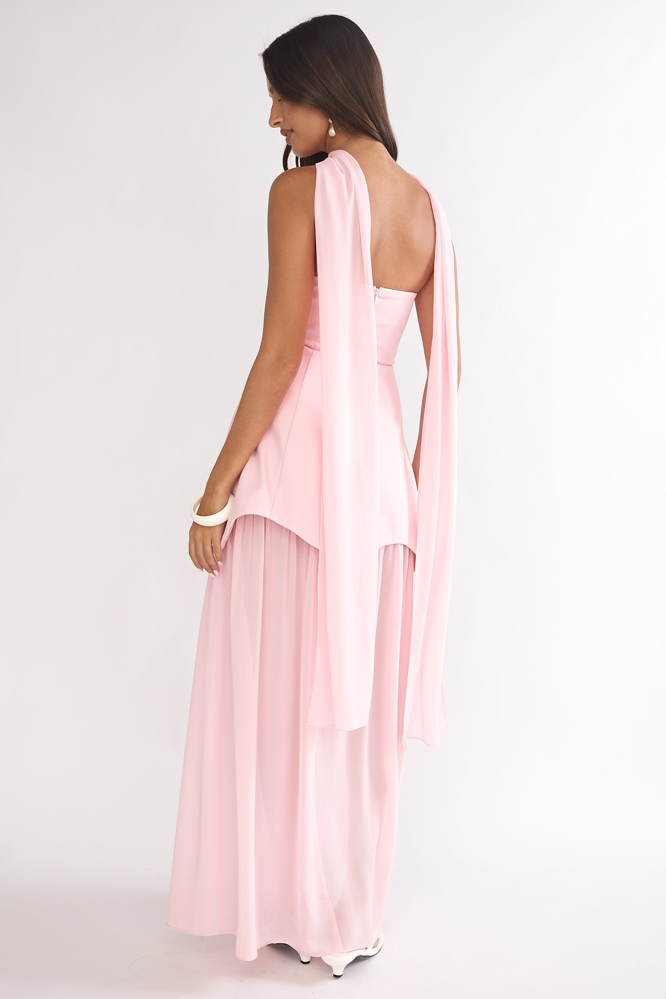 Poema Scalloped Sheer Hem Maxi Dress Pink by Selfie Leslie Australia