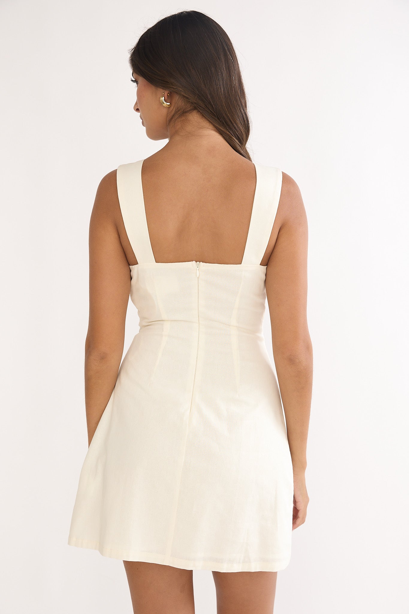 Your Knowing Cut-Out Bead Neckline Mini Dress Cream by Selfie Leslie Australia