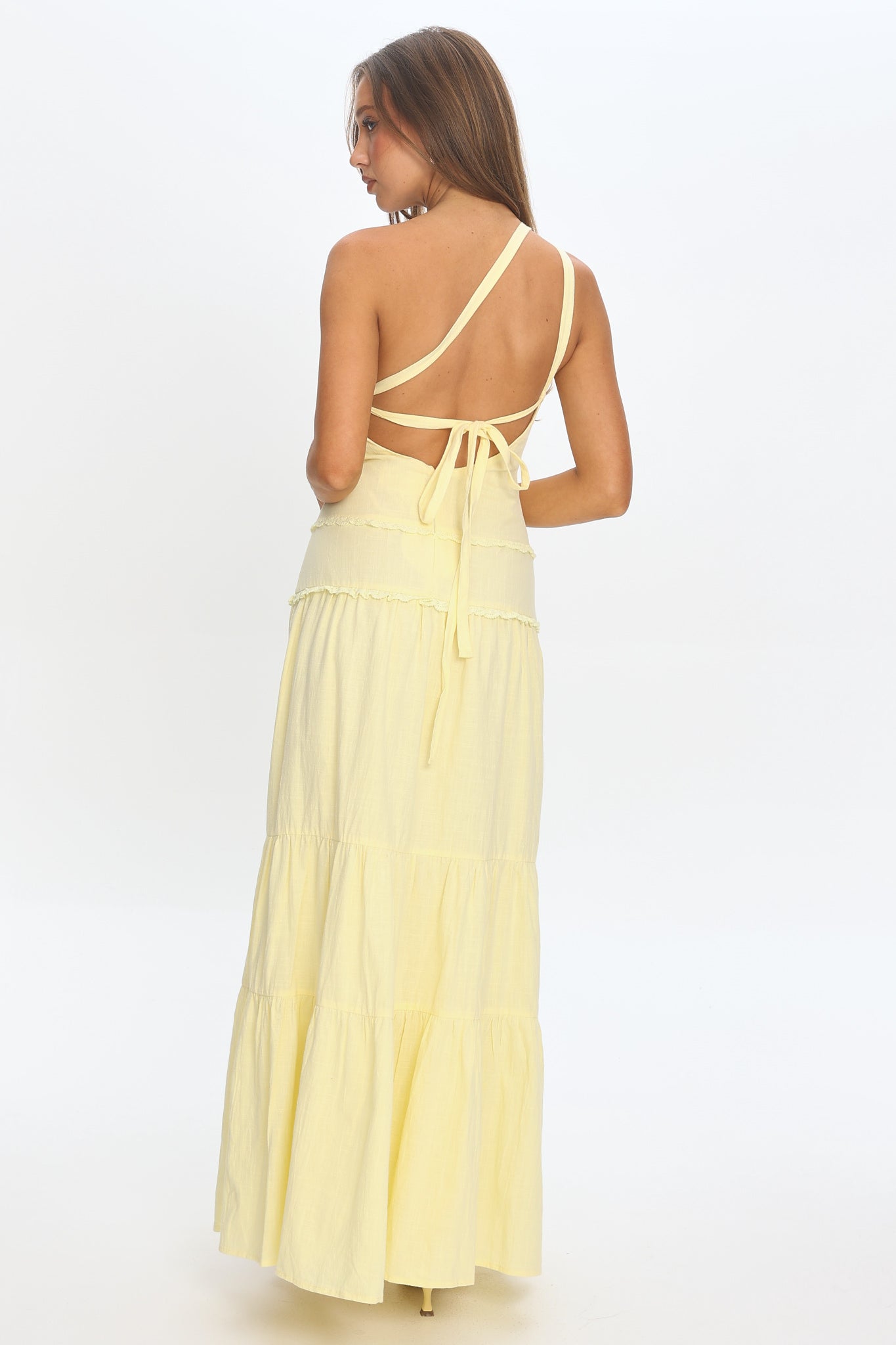 Rico One-Shoulder Strappy Back Maxi Dress Butter by Selfie Leslie Australia
