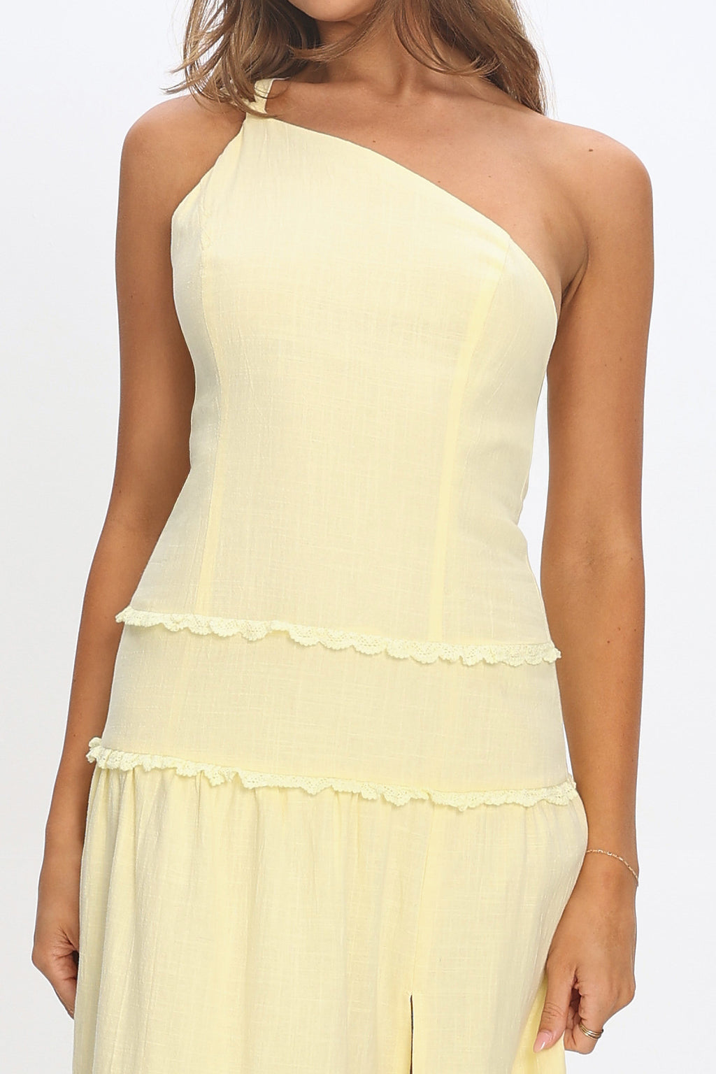 Rico One-Shoulder Strappy Back Maxi Dress Butter by Selfie Leslie Australia