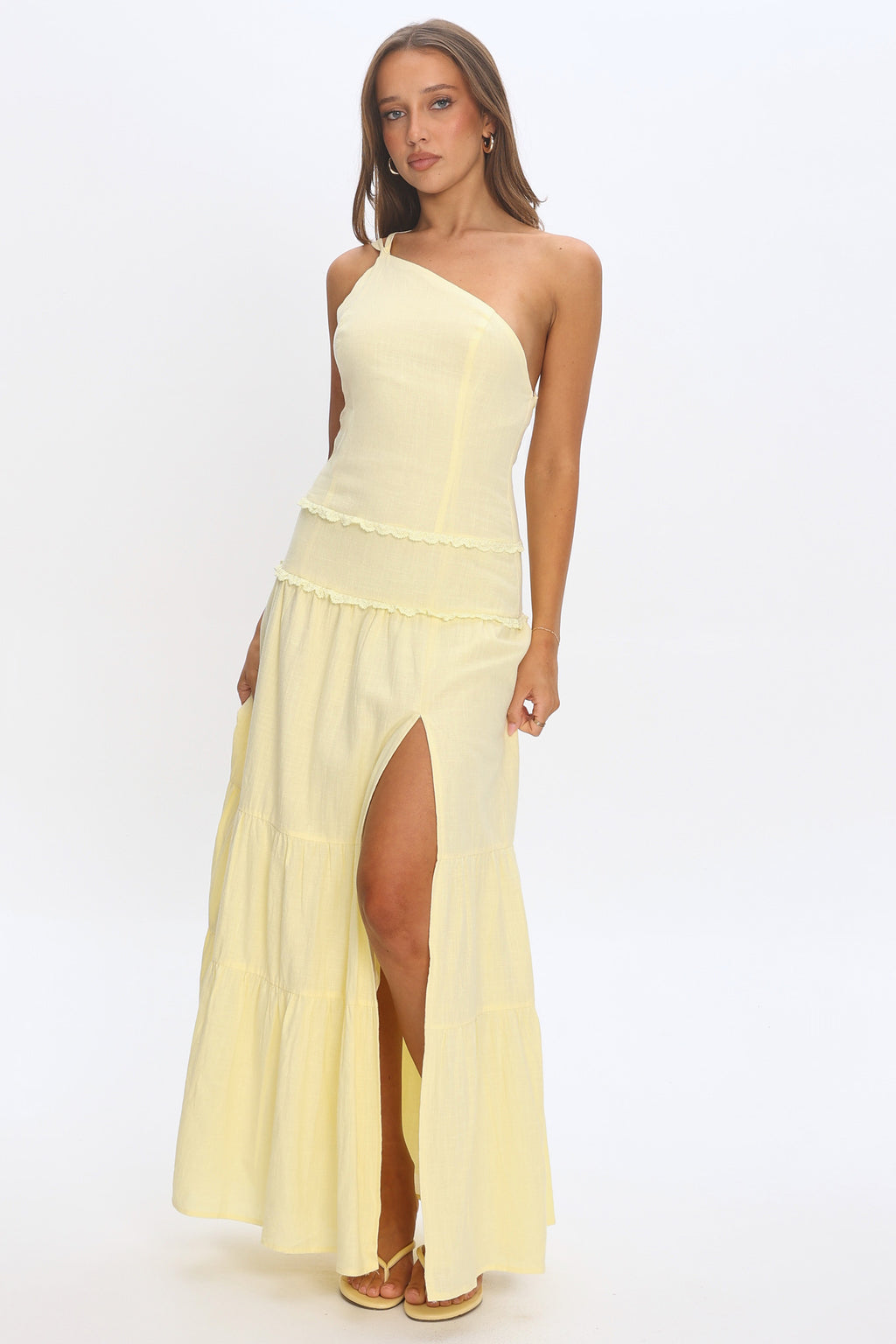 Rico One-Shoulder Strappy Back Maxi Dress Butter by Selfie Leslie Australia
