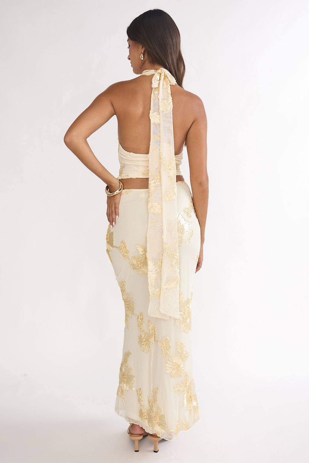 Golden Hours Maxi Skirt Embellished Yellow by Selfie Leslie Australia