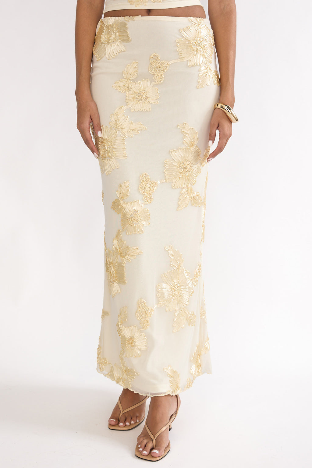Golden Hours Maxi Skirt Embellished Yellow by Selfie Leslie Australia