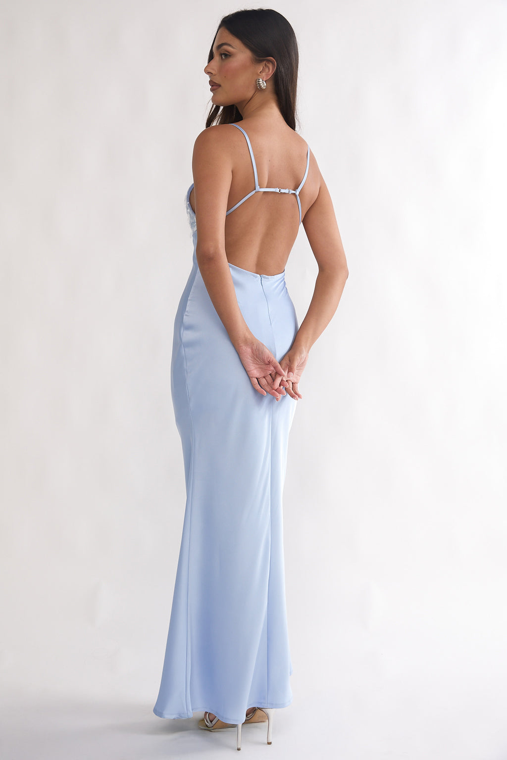 Brynn Sequin Bust Open Back Maxi Dress Blue by Selfie Leslie Australia