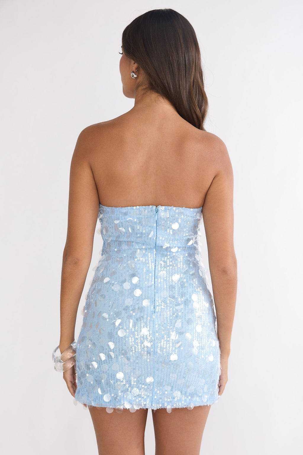 Kalaya Asymmetric Strapless Mini Dress Sequin Blue by Selfie Leslie Australia