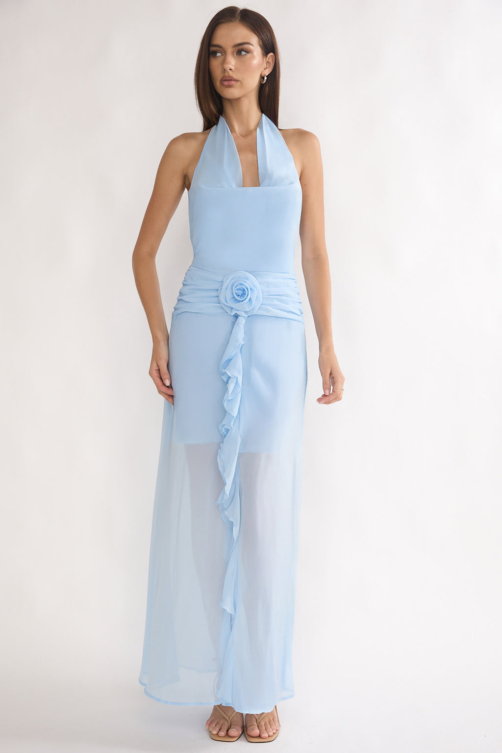 Thailah Gathered Waist Cowl Maxi Dress Ice Blue by Selfie Leslie Australia