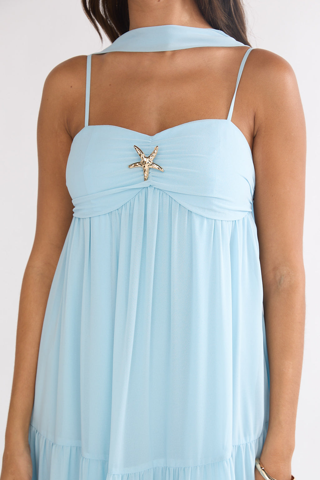 Meesha Cami Strap Scarf Maxi Dress Blue by Selfie Leslie Australia
