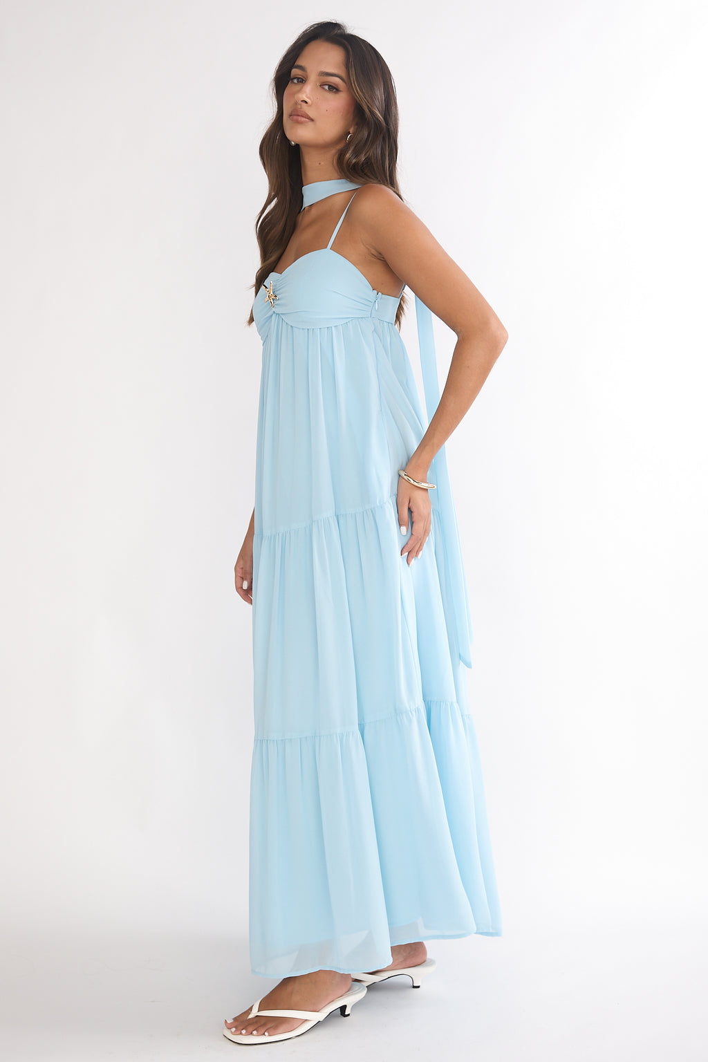 Meesha Cami Strap Scarf Maxi Dress Blue by Selfie Leslie Australia