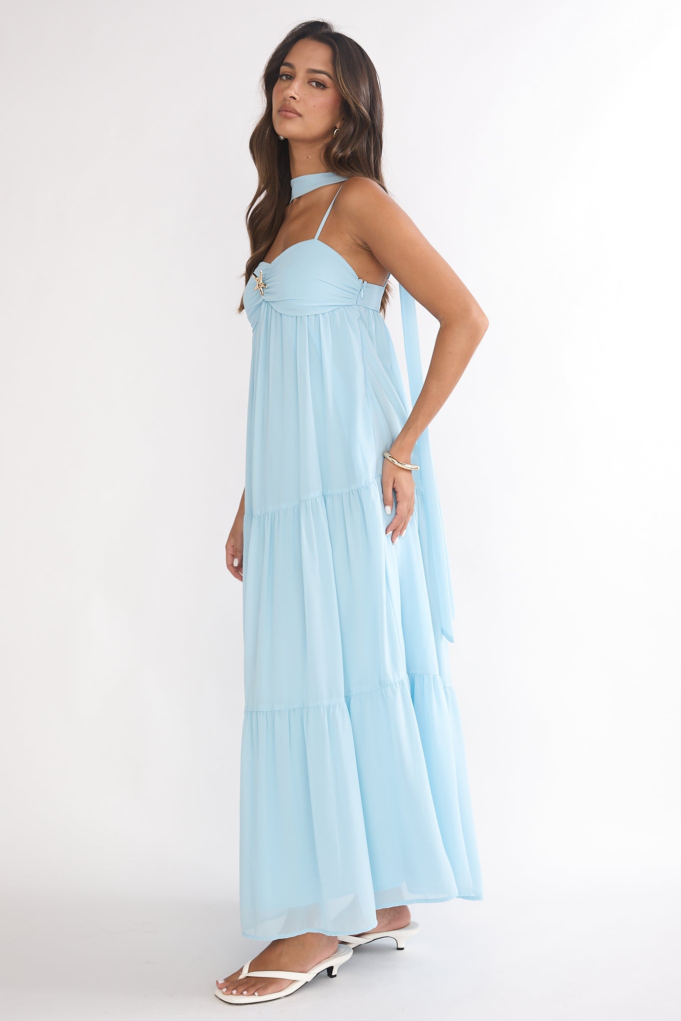 Meesha Cami Strap Scarf Maxi Dress Blue by Selfie Leslie Australia