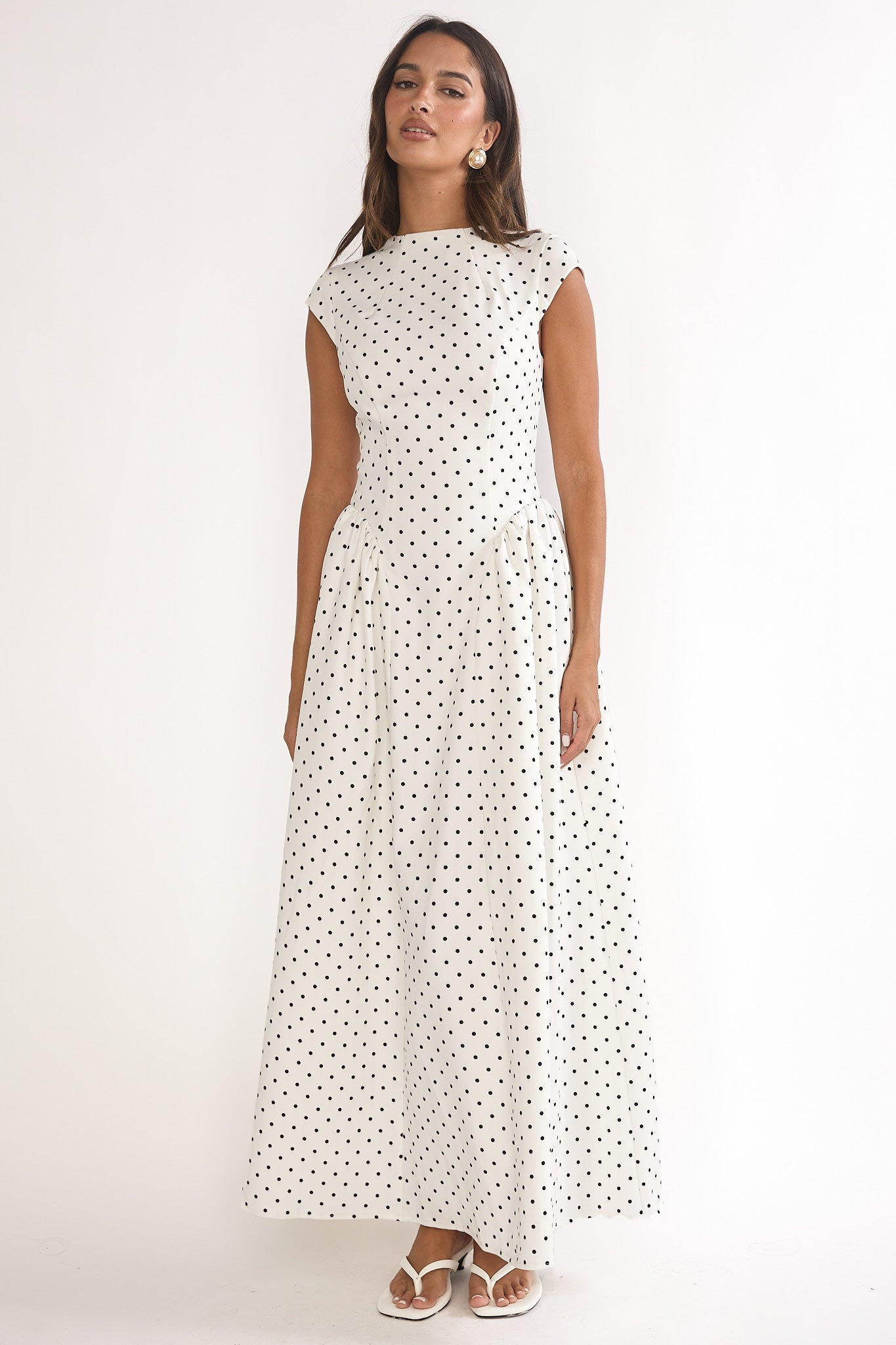 Lynnie Cap Sleeve Maxi Dress Polka Dot by Selfie Leslie Australia