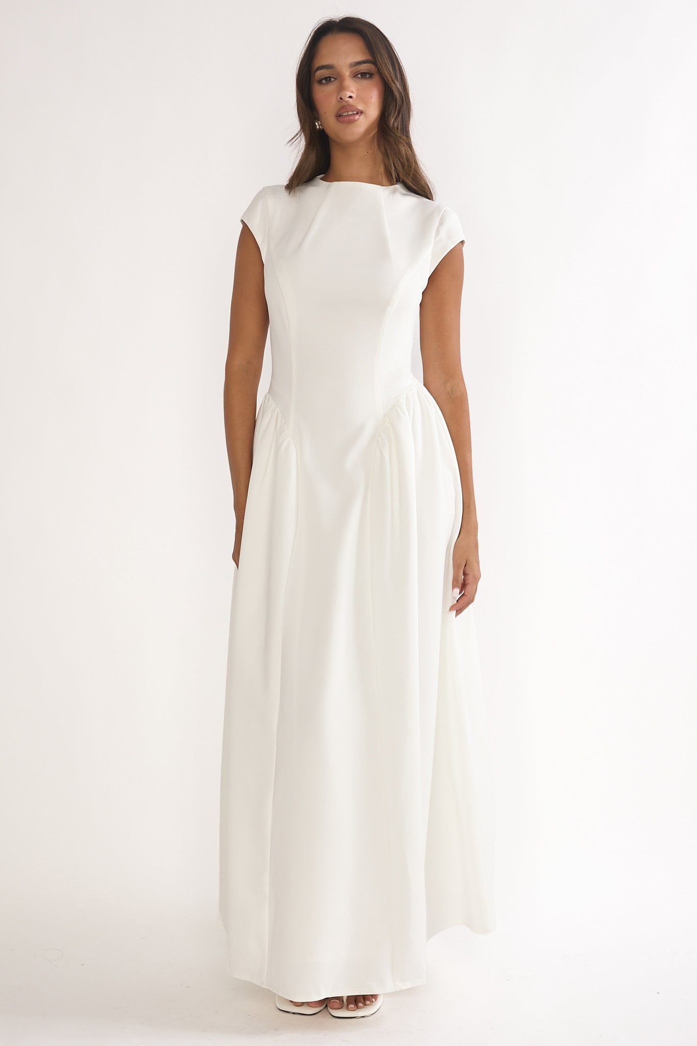 Lynnie Cap Sleeve Maxi Dress Cream by Selfie Leslie Australia