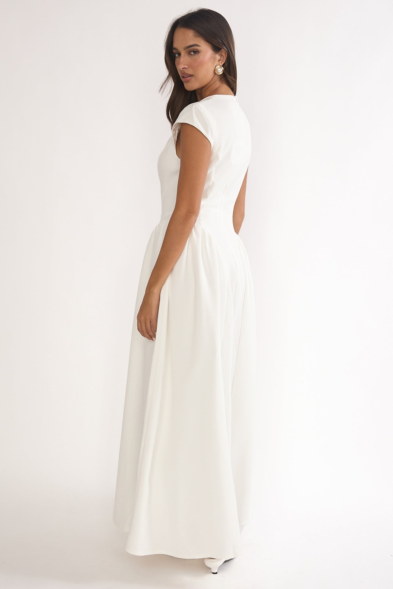 Lynnie Cap Sleeve Maxi Dress Cream by Selfie Leslie Australia