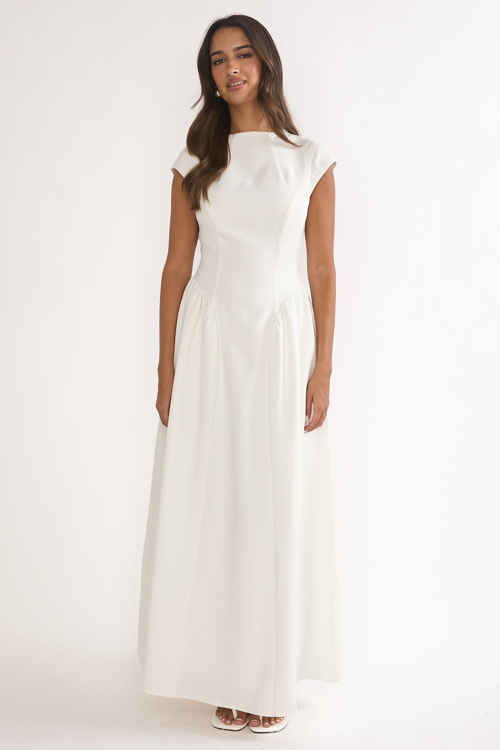Lynnie Cap Sleeve Maxi Dress Cream by Selfie Leslie Australia