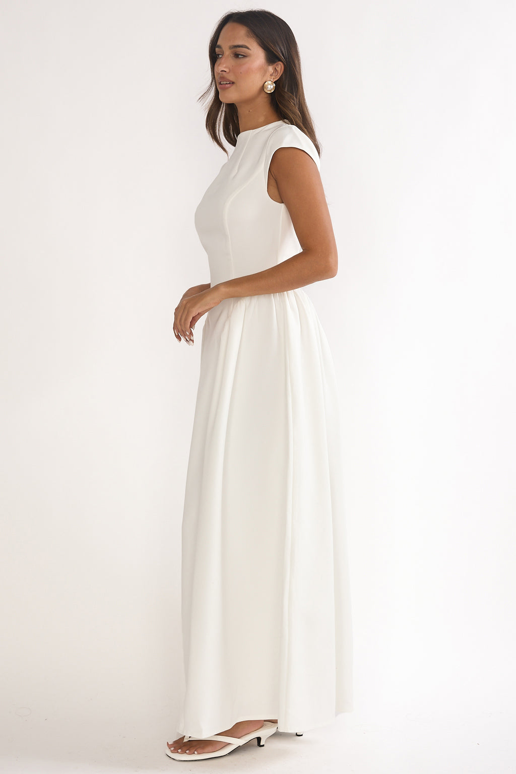 Lynnie Cap Sleeve Maxi Dress Cream by Selfie Leslie Australia