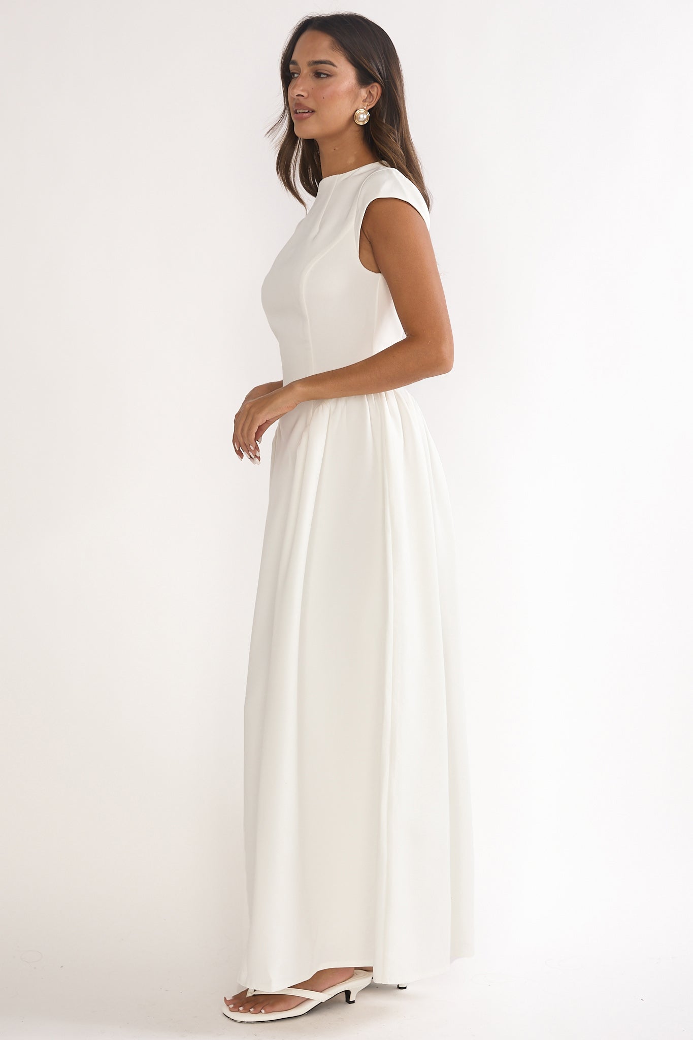 Lynnie Cap Sleeve Maxi Dress Cream by Selfie Leslie Australia