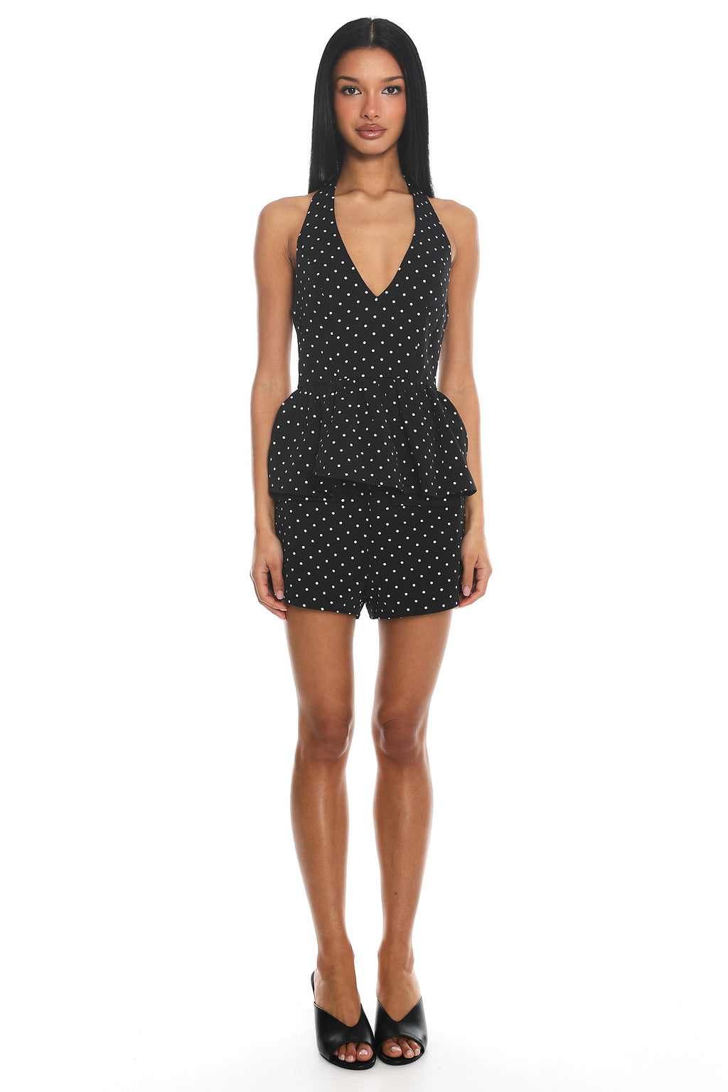 Molly Halter Peplum Top Polka Dot Black by Selfie Leslie Australia