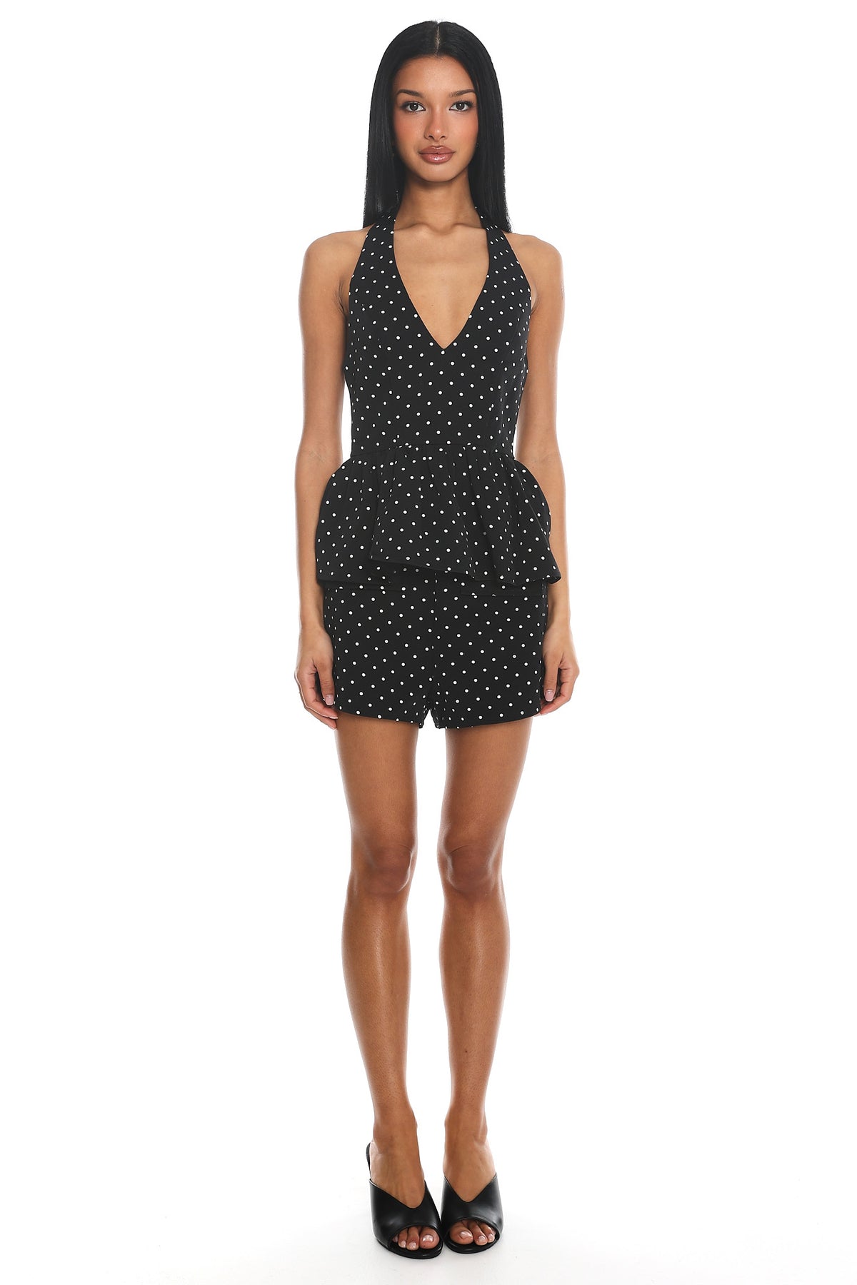 Molly Halter Peplum Top Polka Dot Black by Selfie Leslie Australia