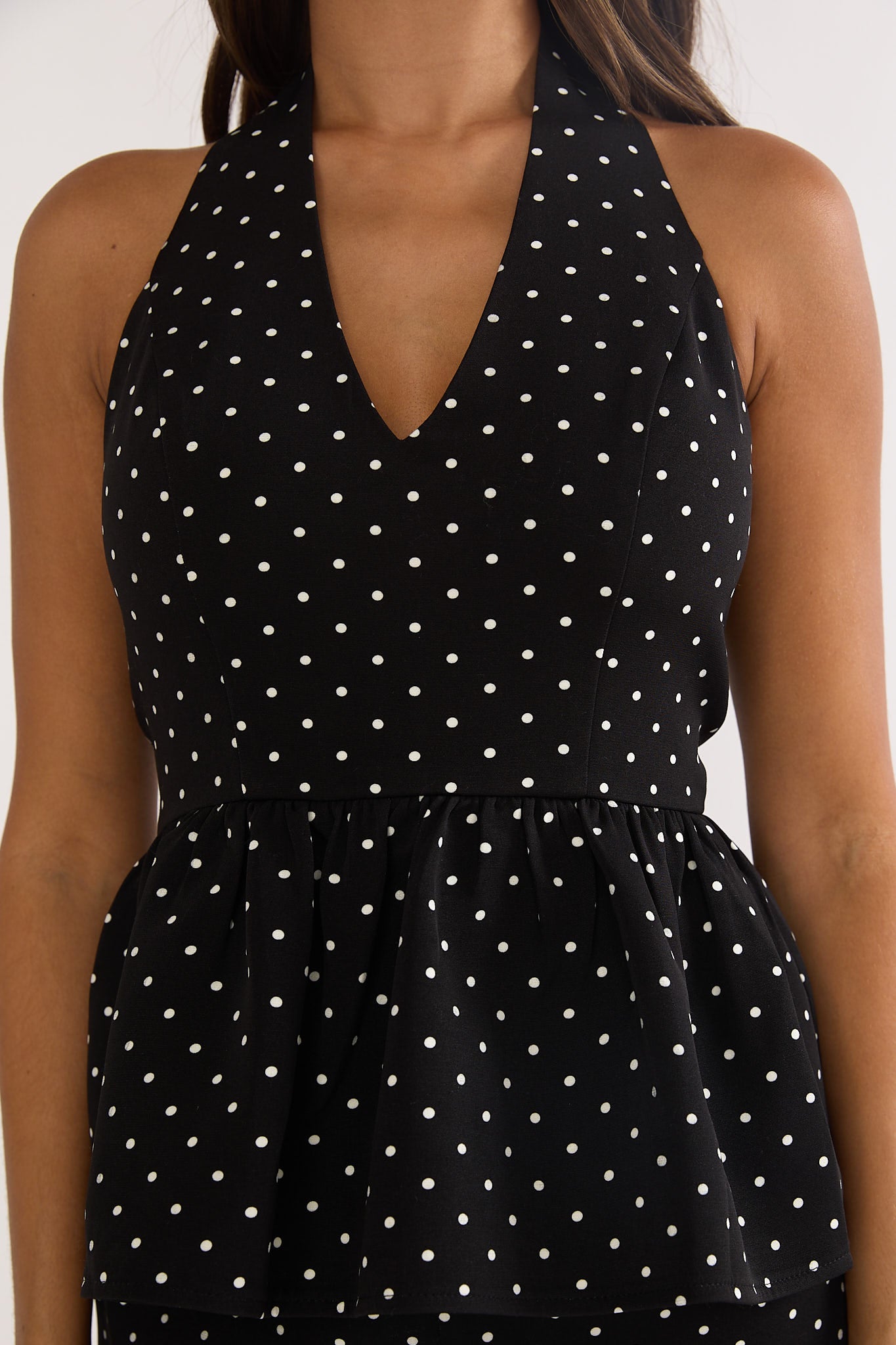 Molly Halter Peplum Top Polka Dot Black by Selfie Leslie Australia