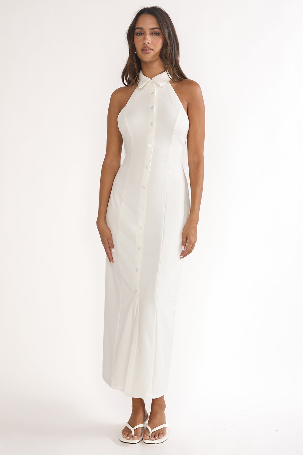 Esmarie Collared Maxi Dress White by Selfie Leslie Australia