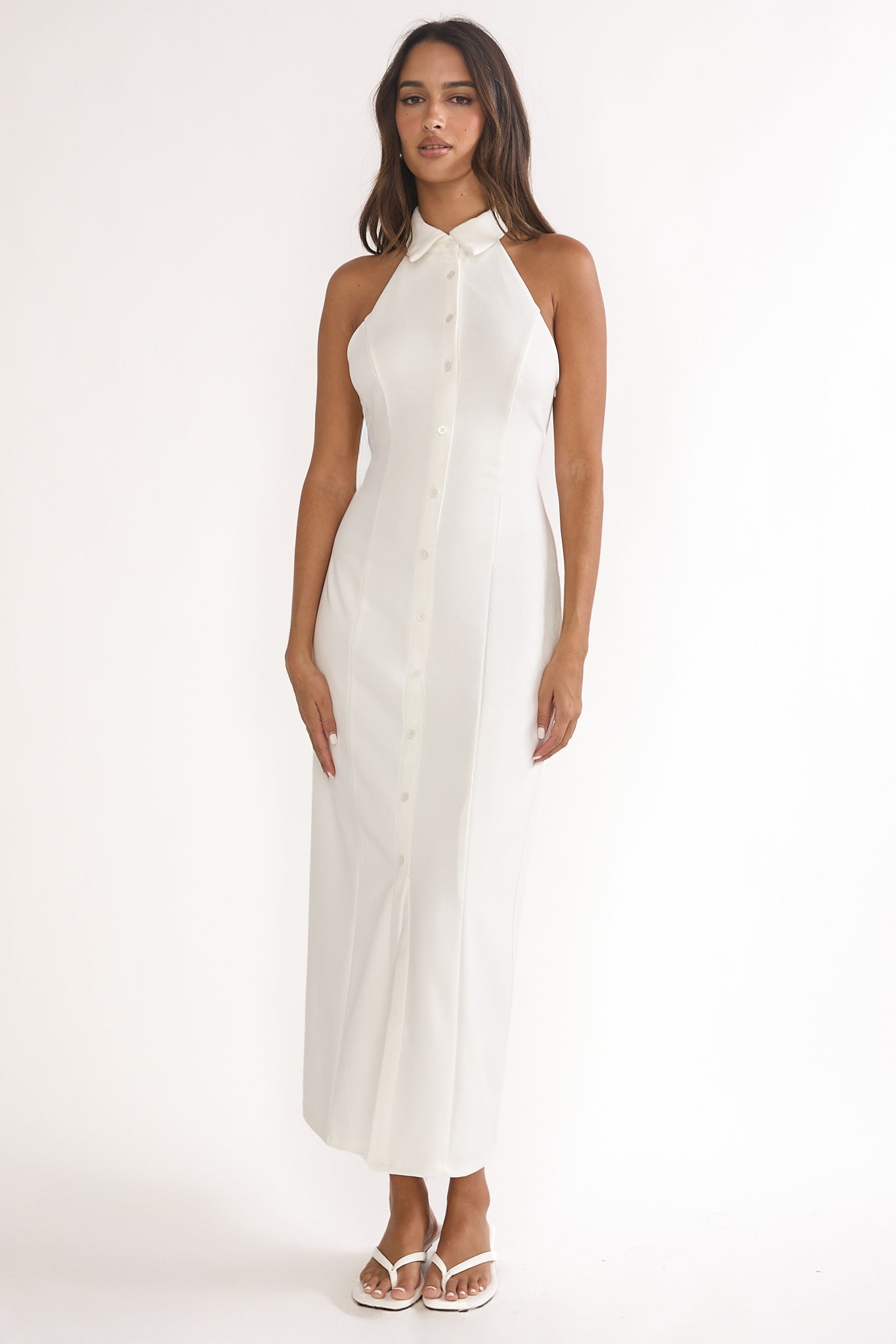 Esmarie Collared Maxi Dress White by Selfie Leslie Australia