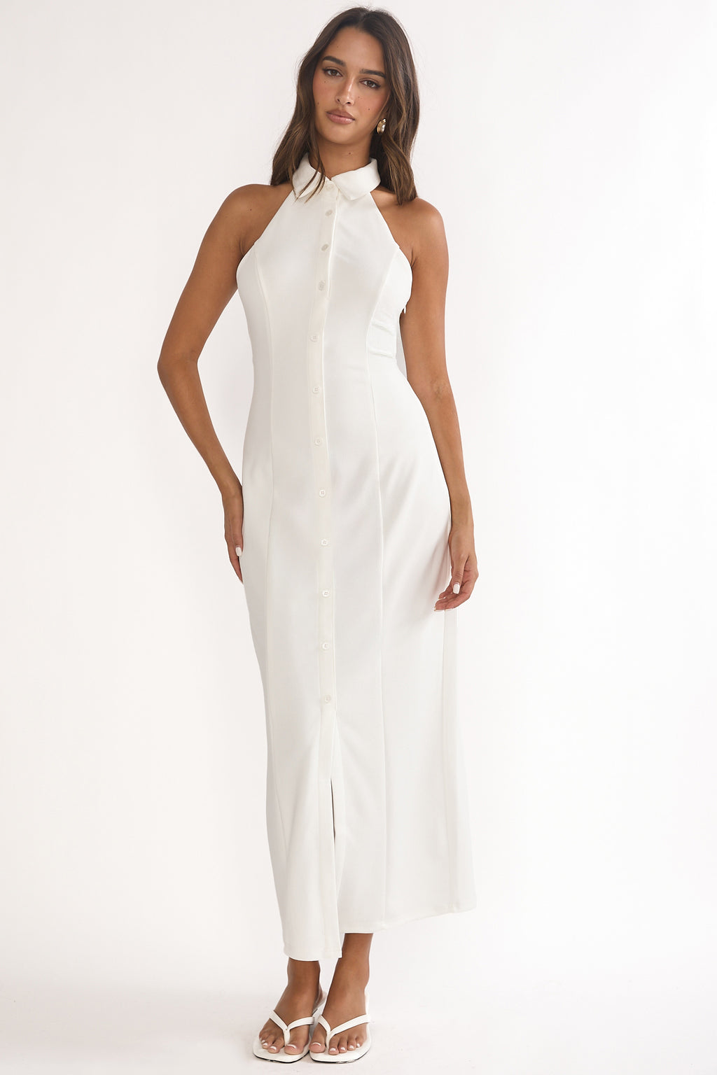 Esmarie Collared Maxi Dress White by Selfie Leslie Australia