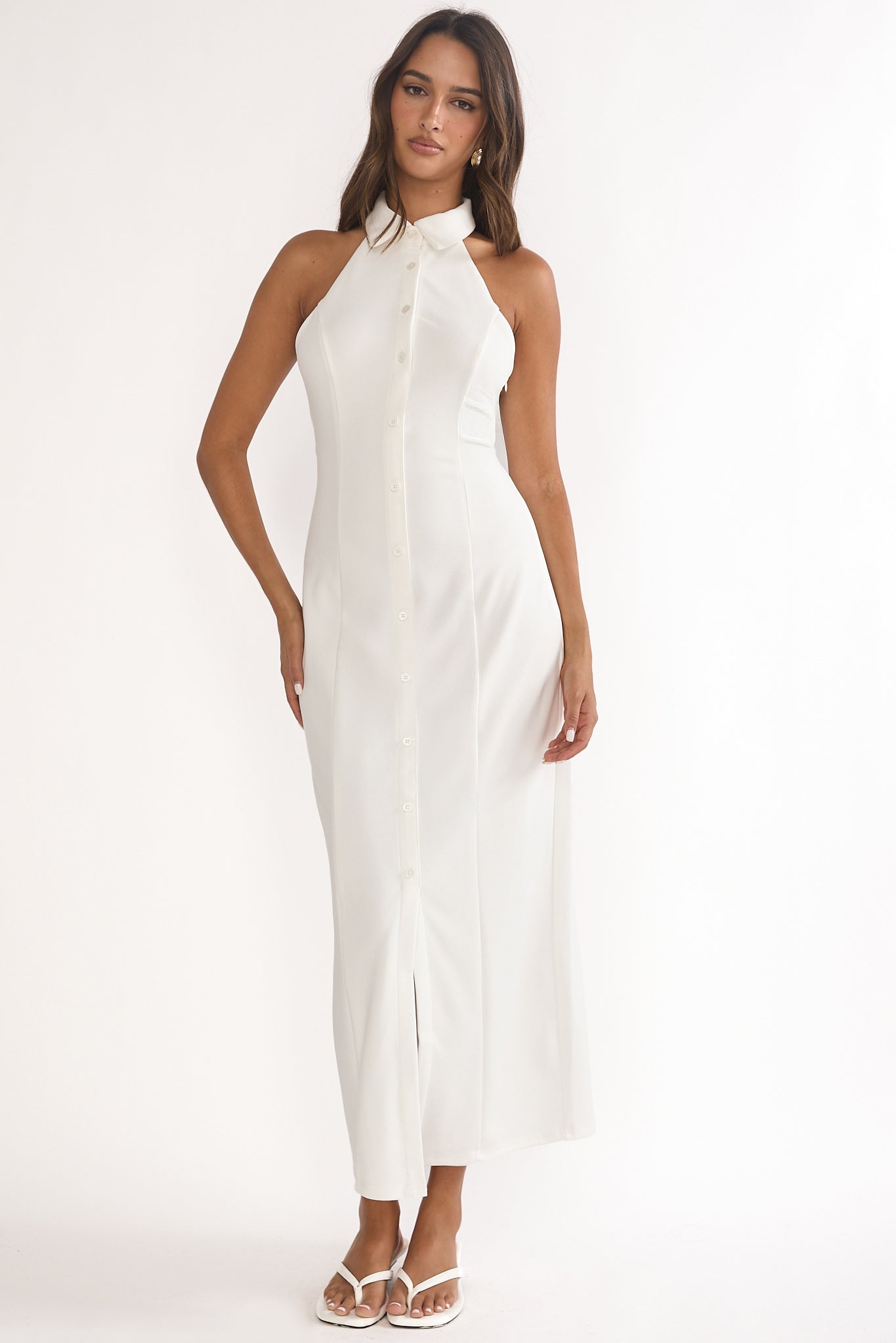 Esmarie Collared Maxi Dress White by Selfie Leslie Australia