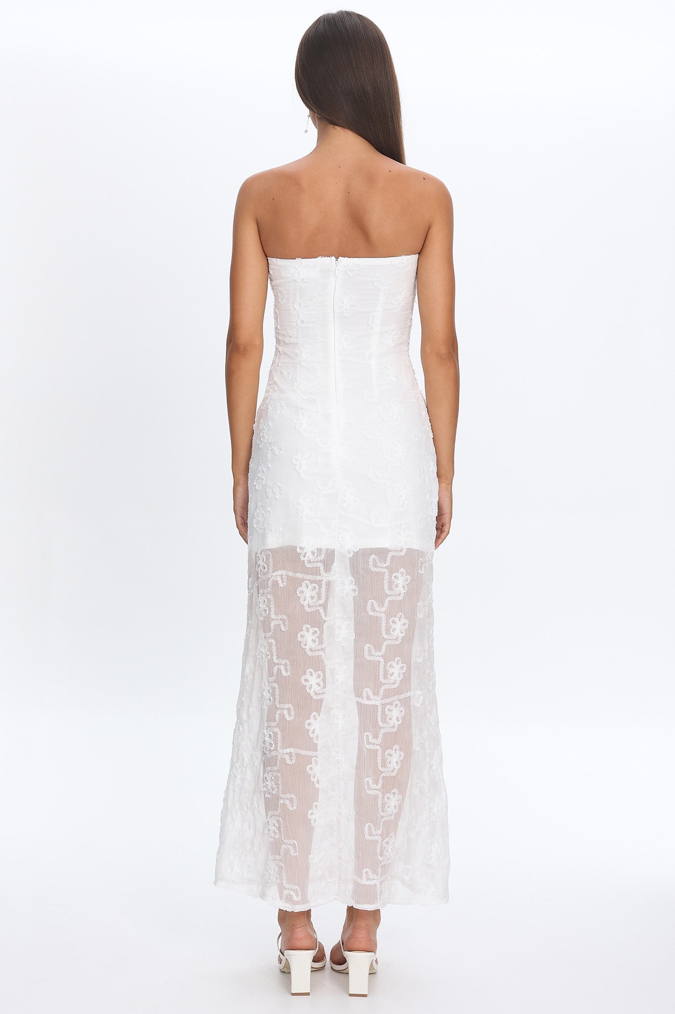 Arlise Strapless Lace Maxi Dress White by Selfie Leslie Australia